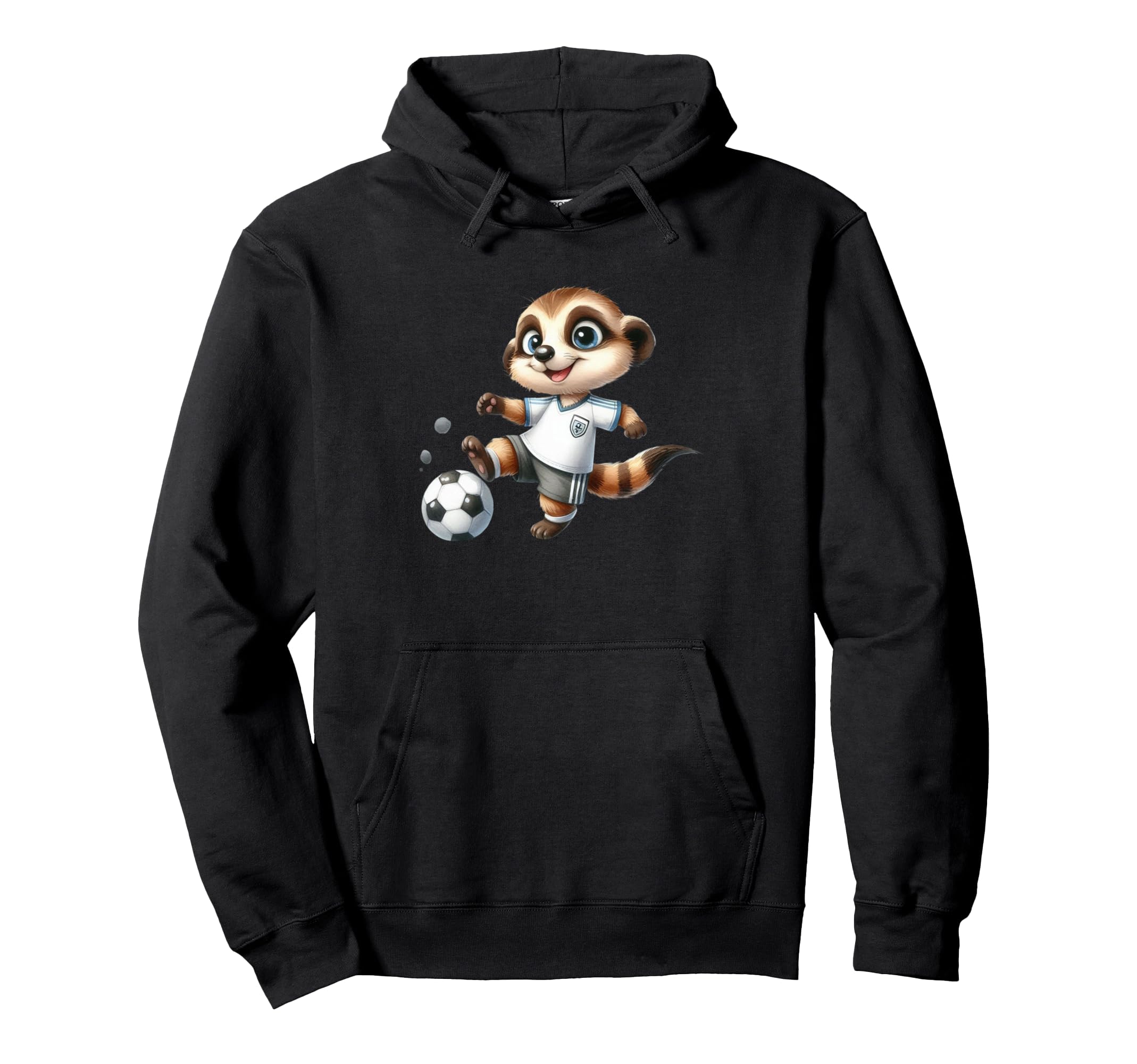 Meerkat Soccer Player Cartoon Kicking Hoodie - Streetwear Style Men Women - T-Shirt, Sweatshirt, Hoodie
