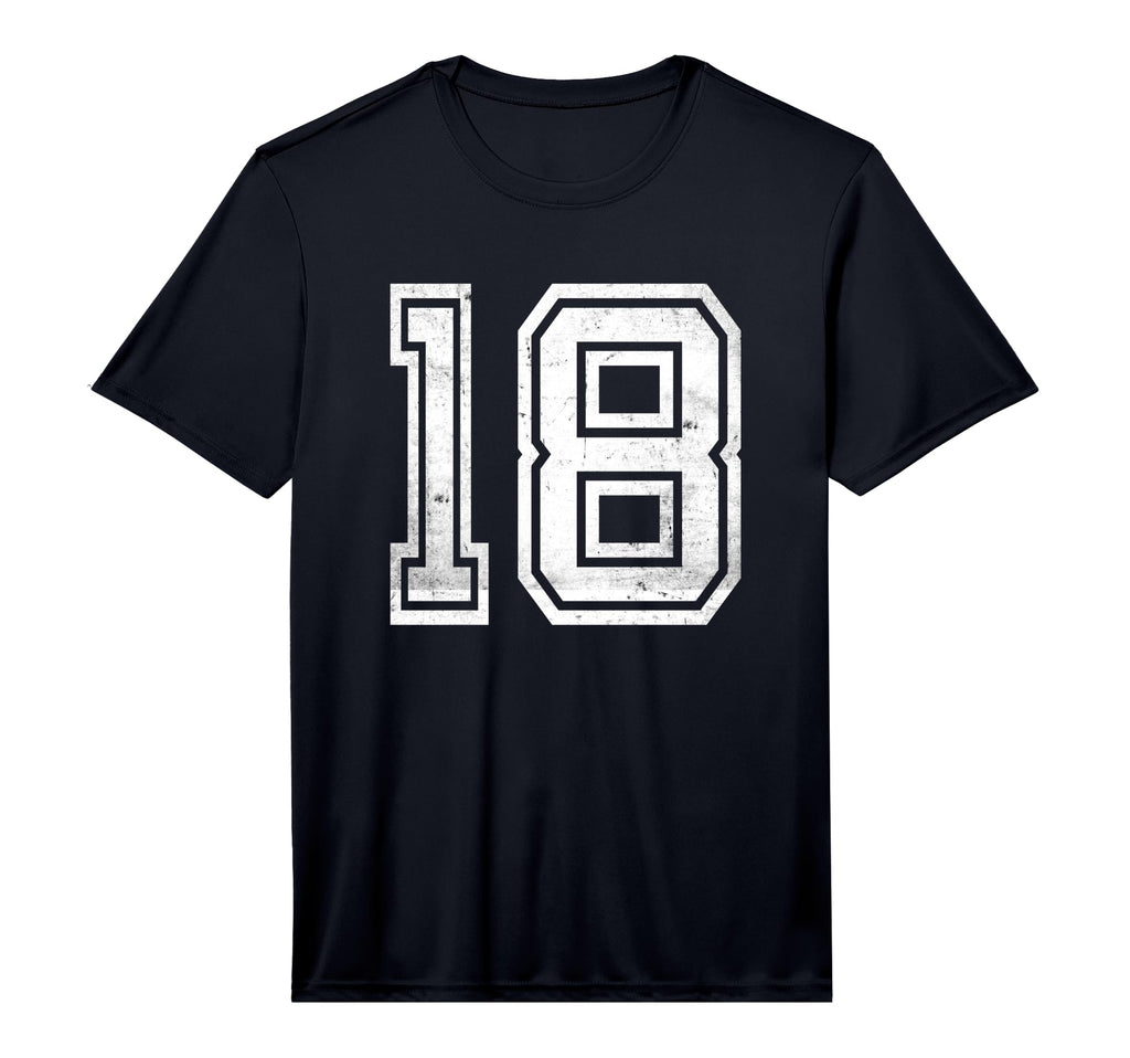 Number 18 Distressed Number Performance T-Shirt - Graphic Print for Adults - T-Shirt, Sweatshirt, Hoodie