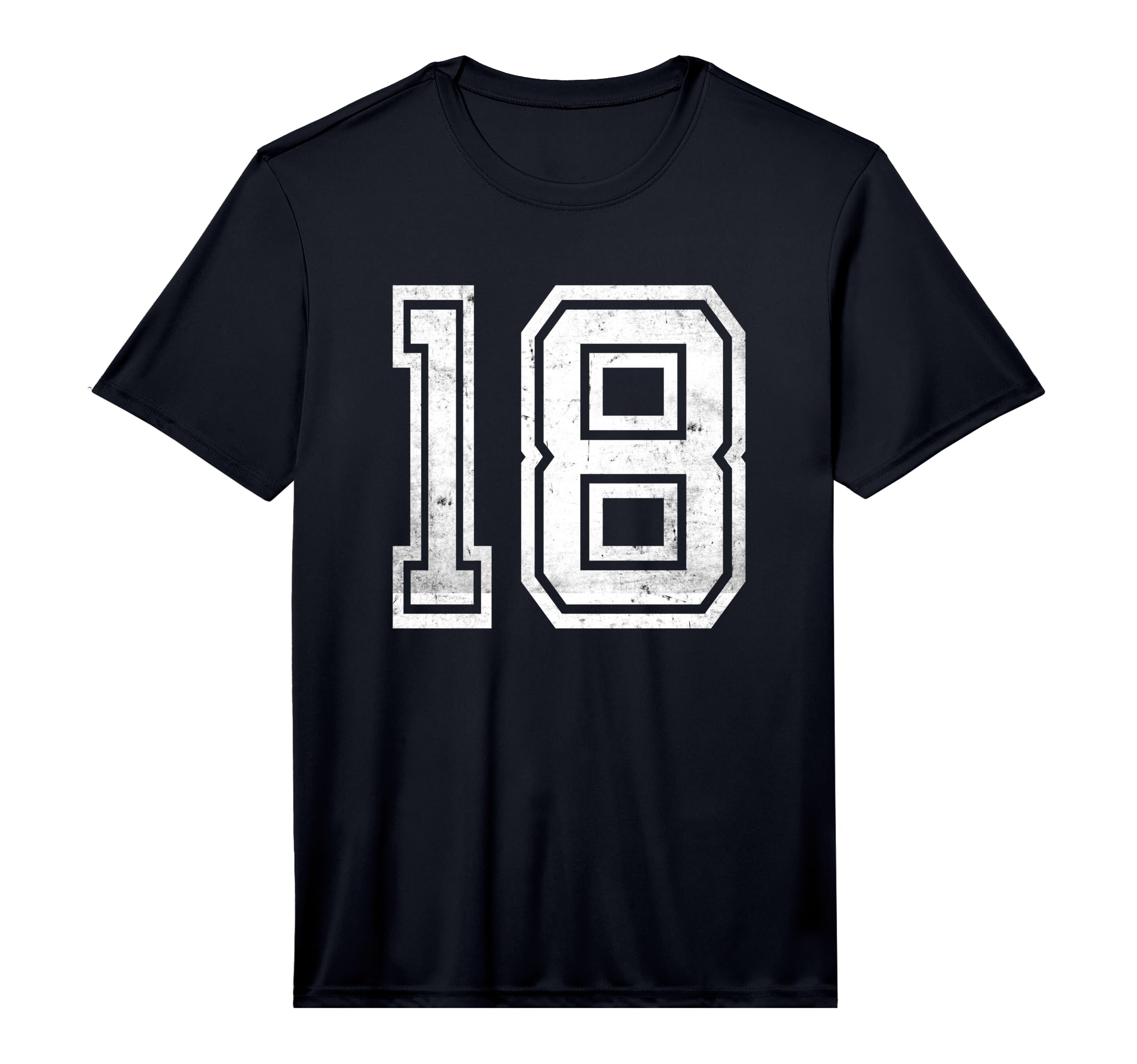 Number 18 Distressed Number Performance T-Shirt - Graphic Print for Adults - T-Shirt, Sweatshirt, Hoodie
