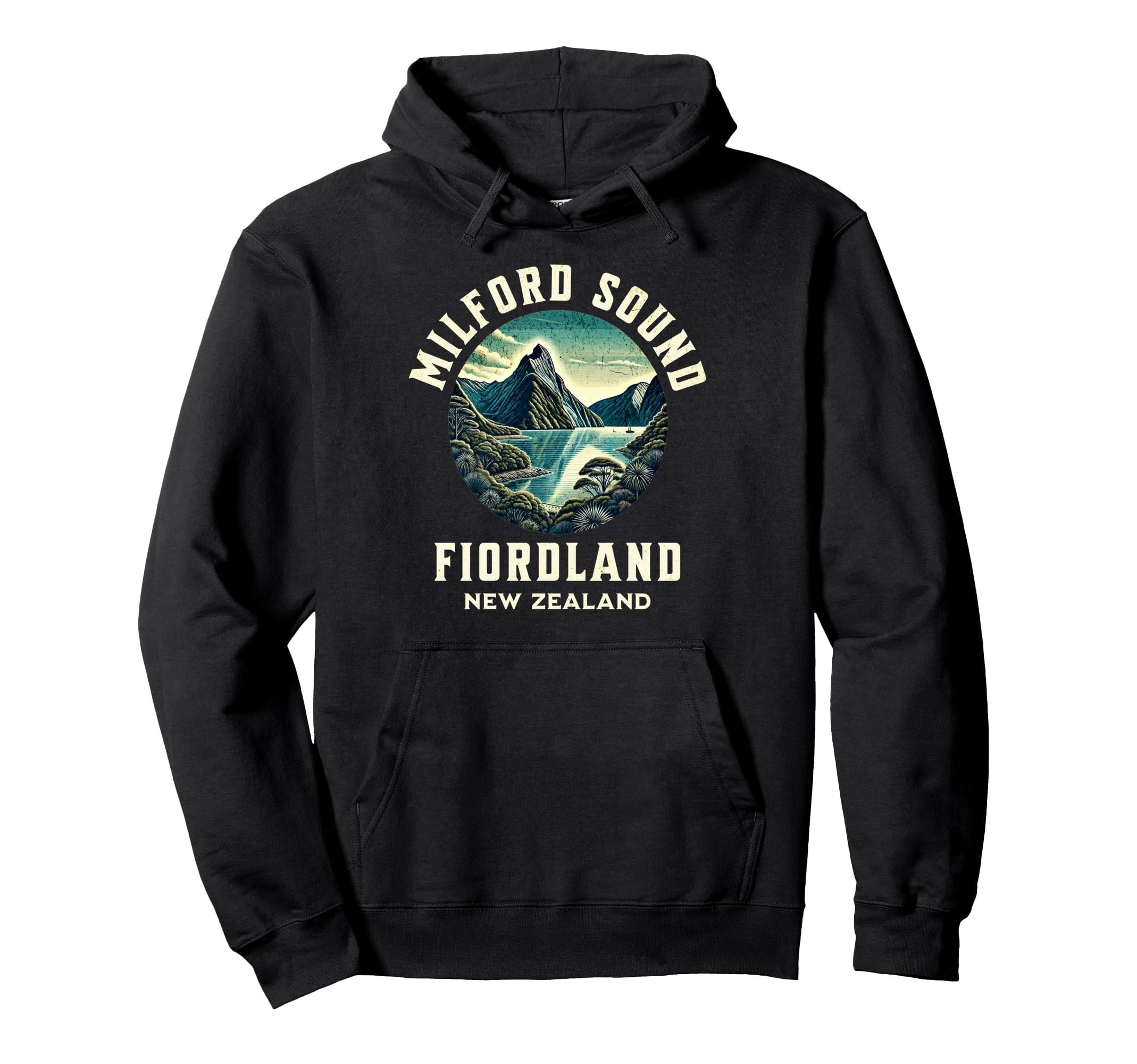 Milford Sound New Zealand Fiordland Hoodie - Minimalist Print for Adults - T-Shirt, Sweatshirt, Hoodie