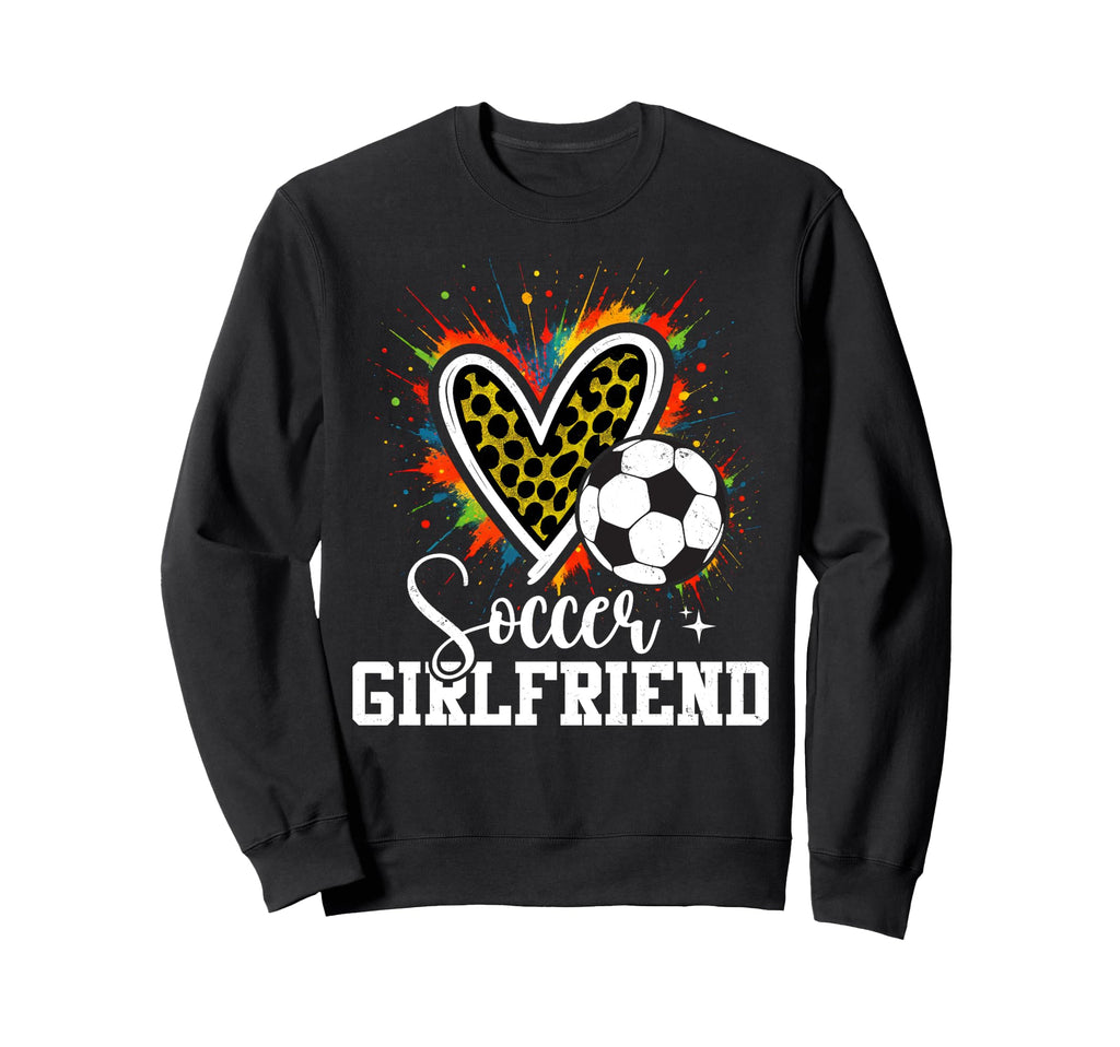 Soccer Girlfriend Leopard Heart Colorful Sweatshirt - Graphic Print Unisex - T-Shirt, Sweatshirt, Hoodie