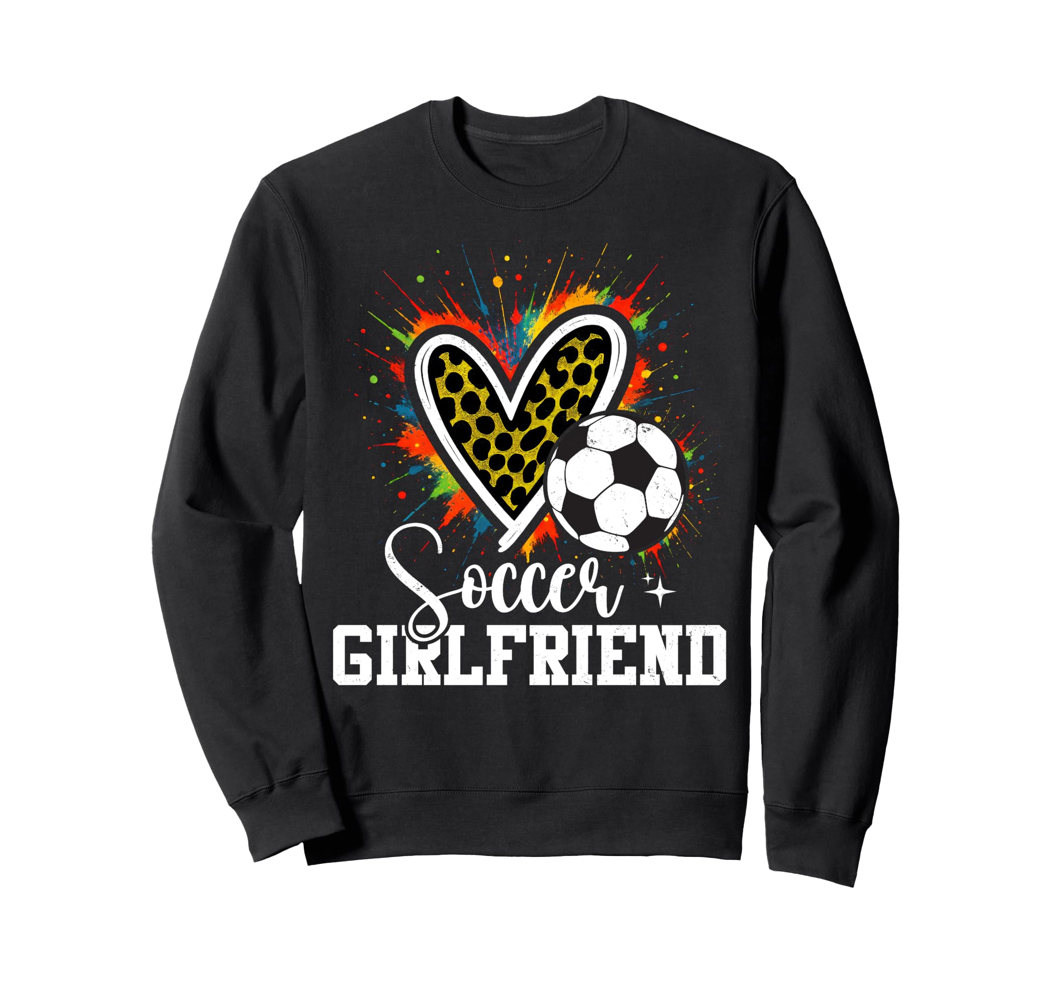 Soccer Girlfriend Leopard Heart Colorful Sweatshirt - Graphic Print Unisex - T-Shirt, Sweatshirt, Hoodie