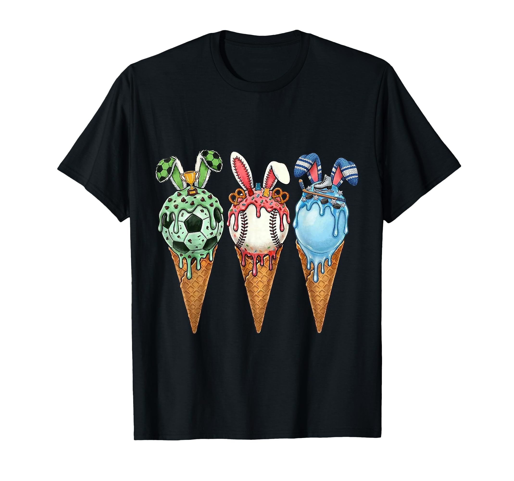 Bunny Ears Soccer Baseball Hockey Ice T-Shirt - Trendy Graphic for Adults - T-Shirt, Sweatshirt, Hoodie