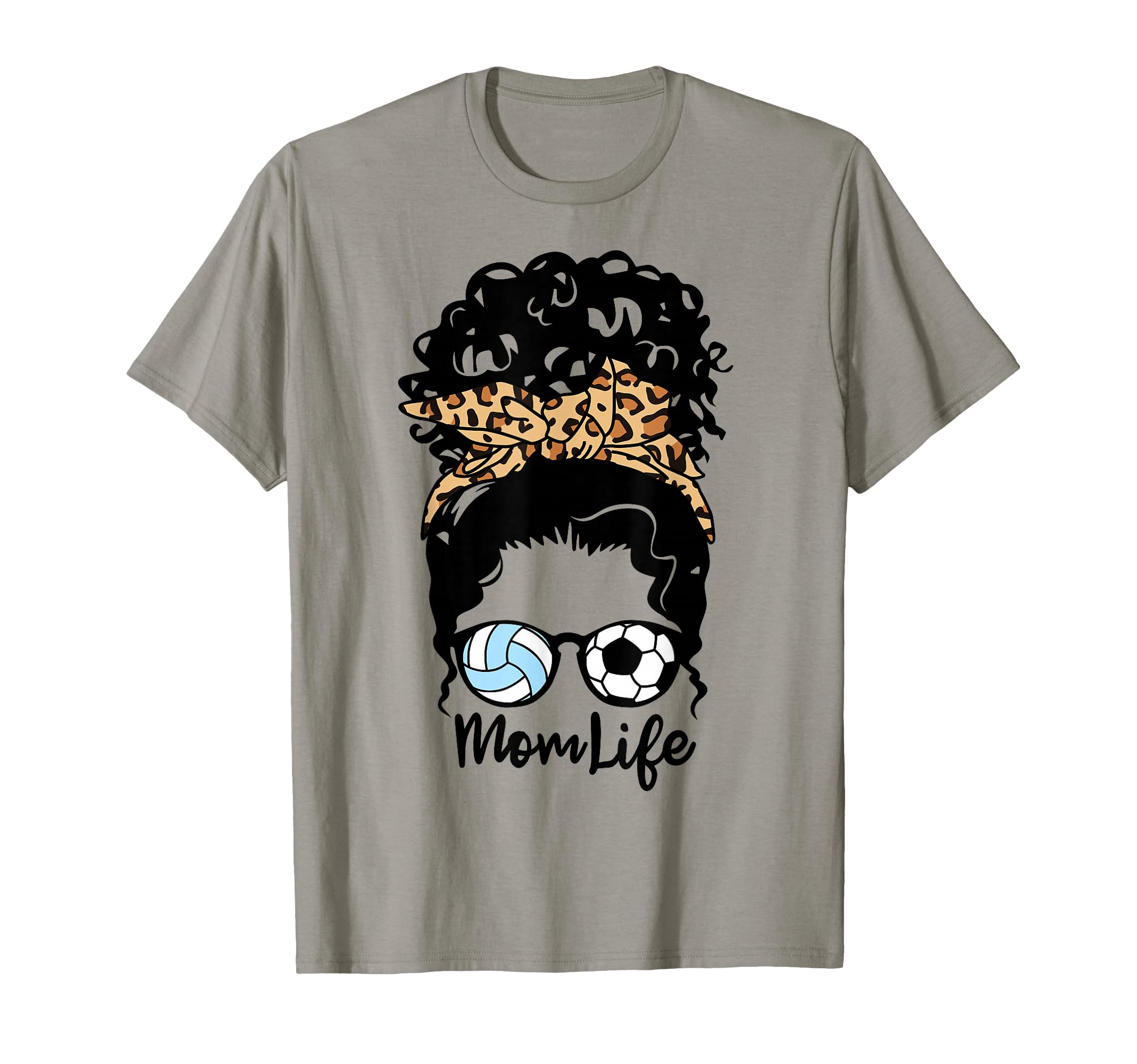 Mom Life Messy Bun Curly Hair T-Shirt - Unique Graphic for Adults - T-Shirt, Sweatshirt, Hoodie