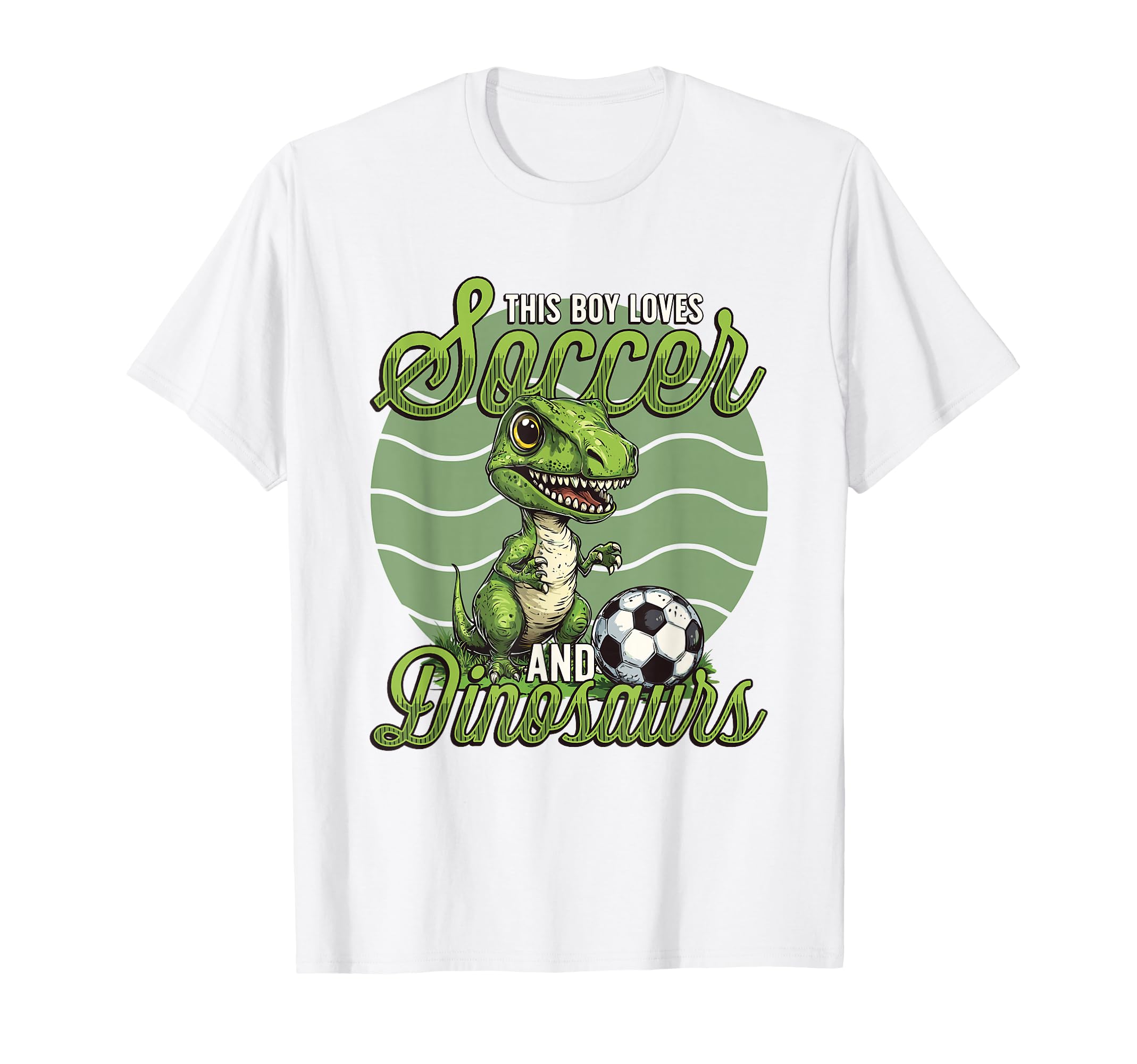 This Loves Soccer And Dinosaurs Playing T-Shirt - Graphic Print Unisex - T-Shirt, Sweatshirt, Hoodie