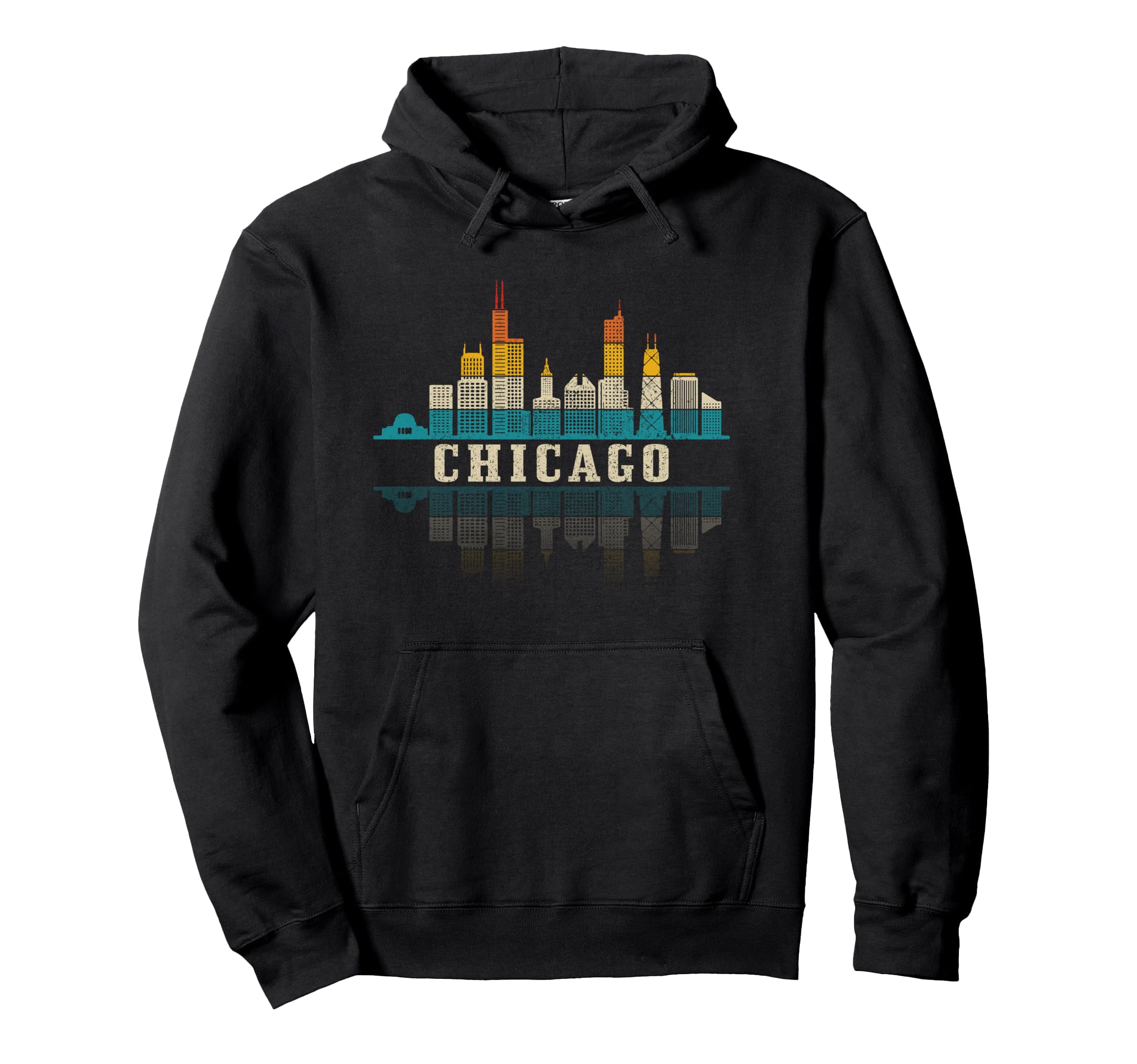 Chicago Skyline Illinois Pride Hoodie - Graphic Print Unisex - T-Shirt, Sweatshirt, Hoodie