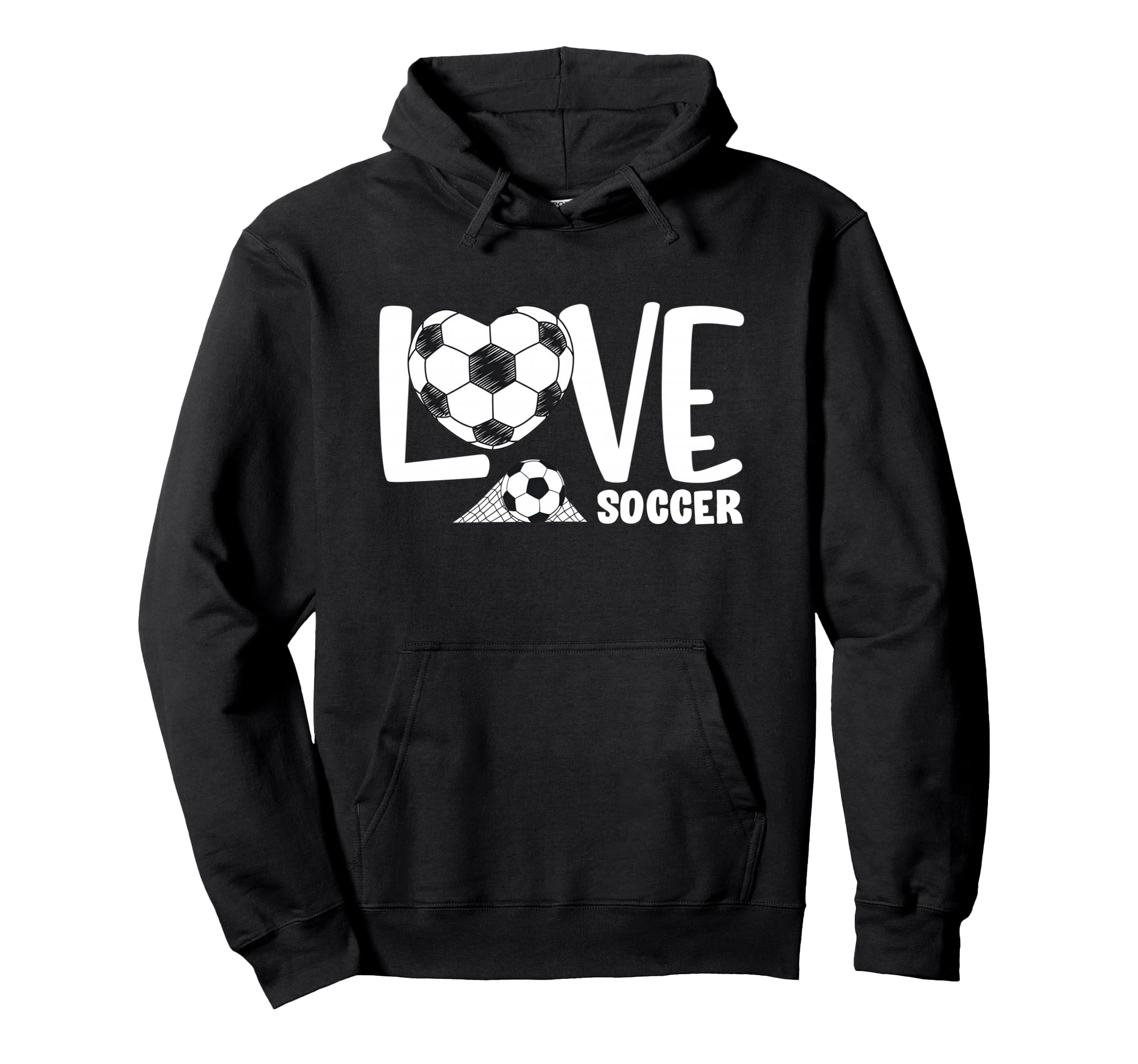 Love Soccer Player Ball And Goal Net Hoodie - Trendy Graphic Unisex - T-Shirt, Sweatshirt, Hoodie