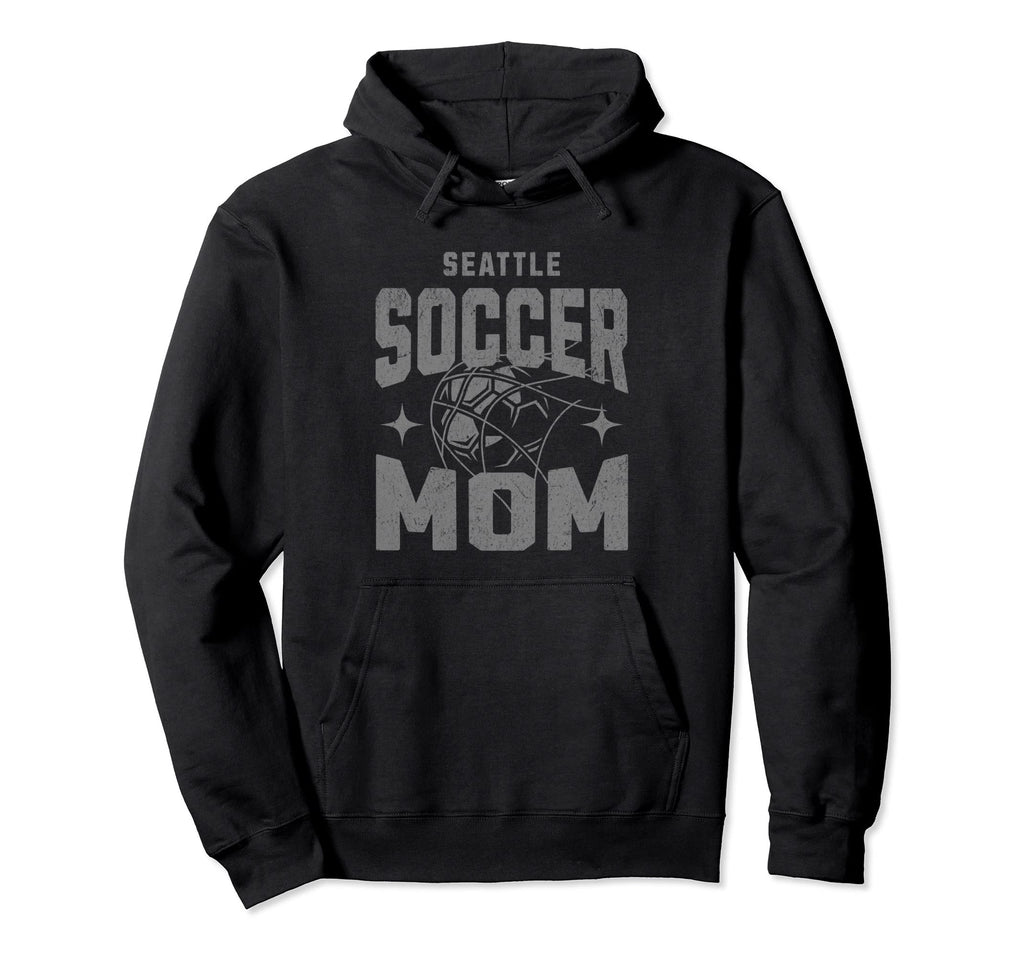 Distressed Soccer Mom Seattle Washington Hoodie - Graphic Print Unisex - T-Shirt, Sweatshirt, Hoodie