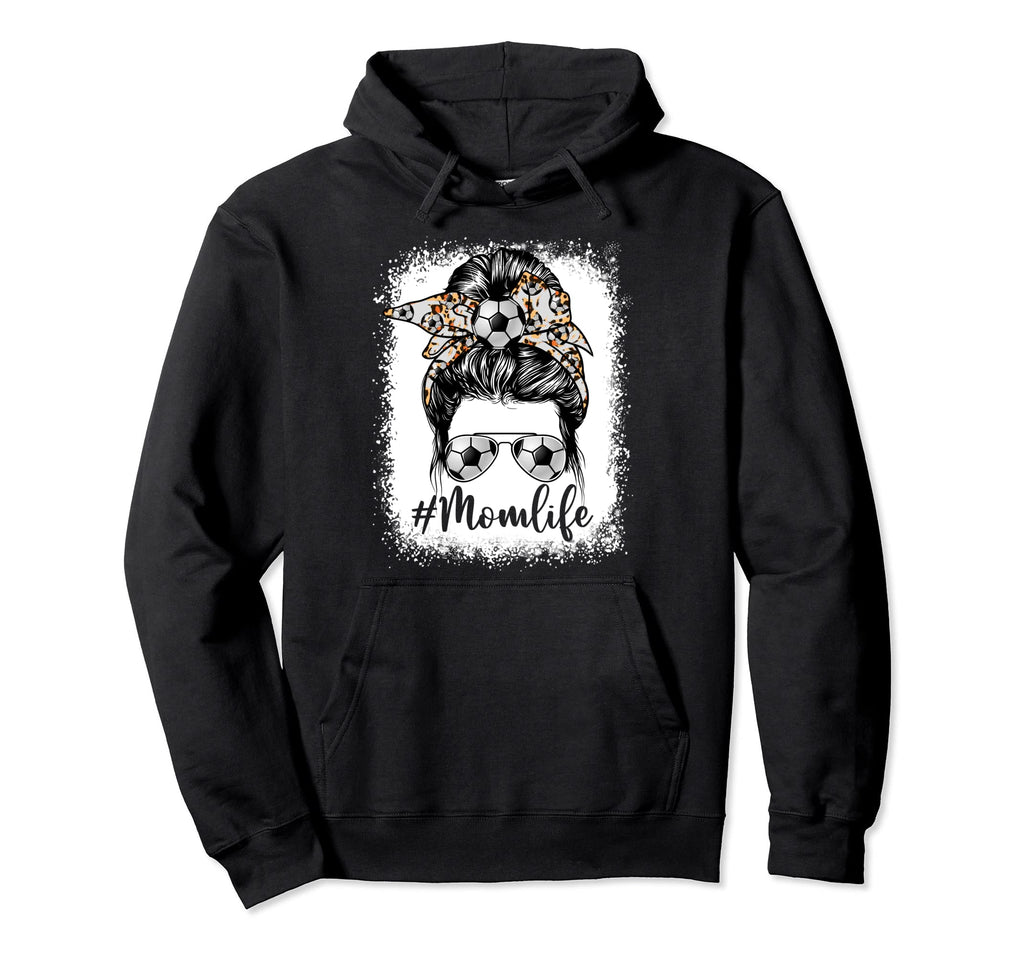Soccer Mom Life Messy Bun Game Day Hoodie - Graphic Print for Adults - T-Shirt, Sweatshirt, Hoodie
