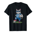 Funny Soccer Cat Cartoon Sports Fan T-Shirt - Aesthetic Graphic for Adults - T-Shirt, Sweatshirt, Hoodie
