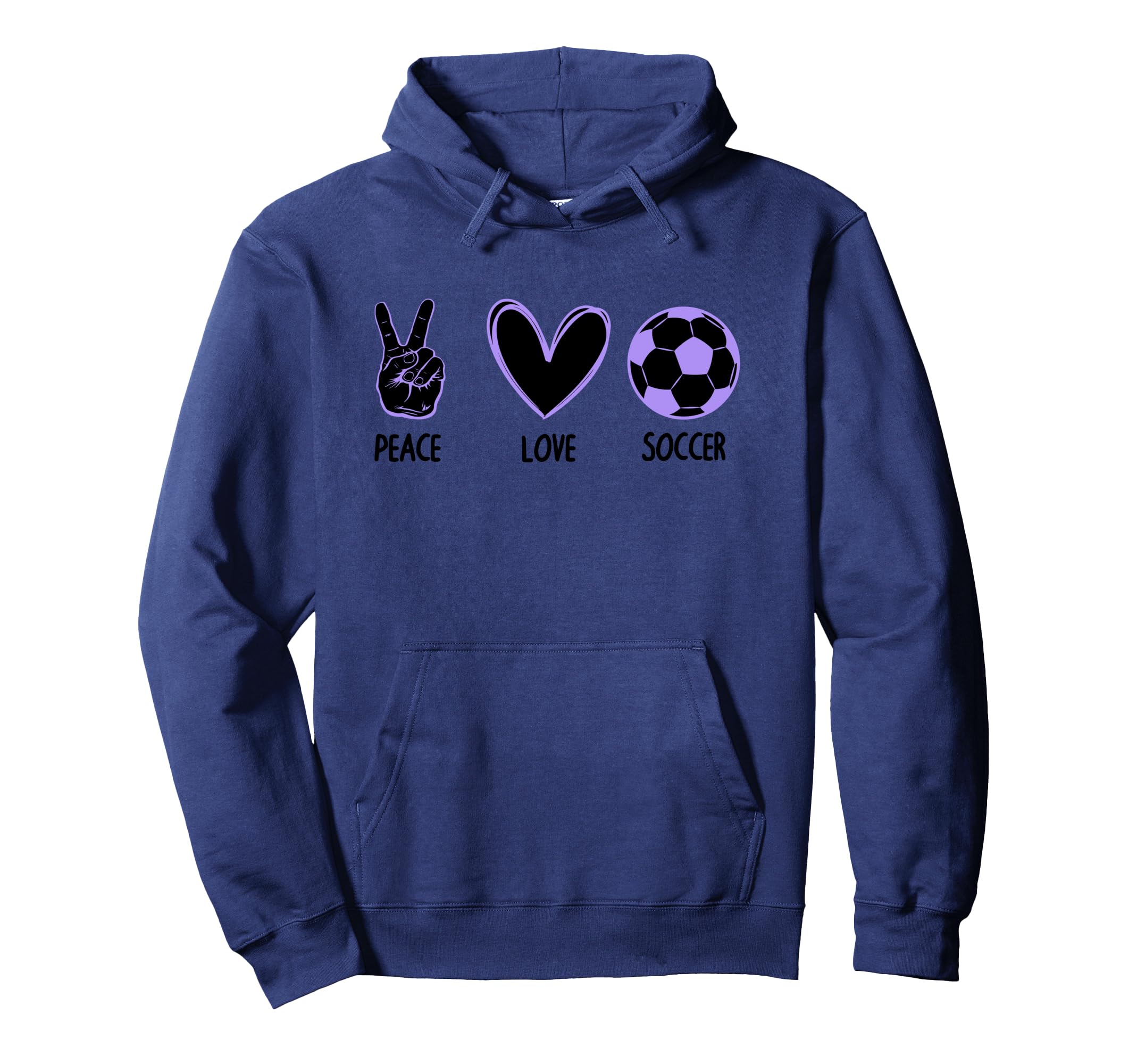 Soccer Peace Love Football Sports Hoodie - Fun Novelty Design for Adults - T-Shirt, Sweatshirt, Hoodie