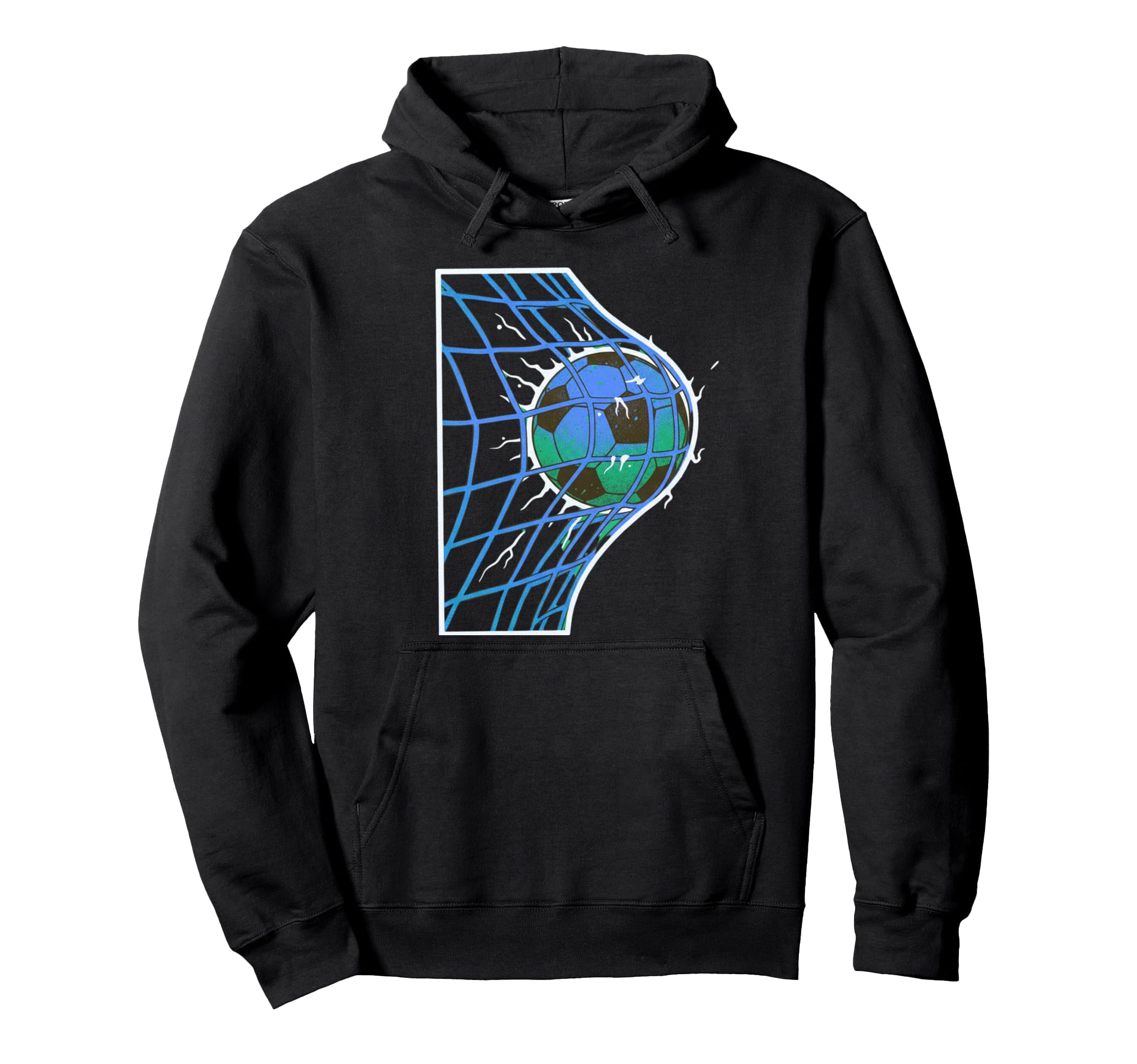 Soccer Ball Hitting Goal Net Action Hoodie - Fun Novelty Design Men Women - T-Shirt, Sweatshirt, Hoodie