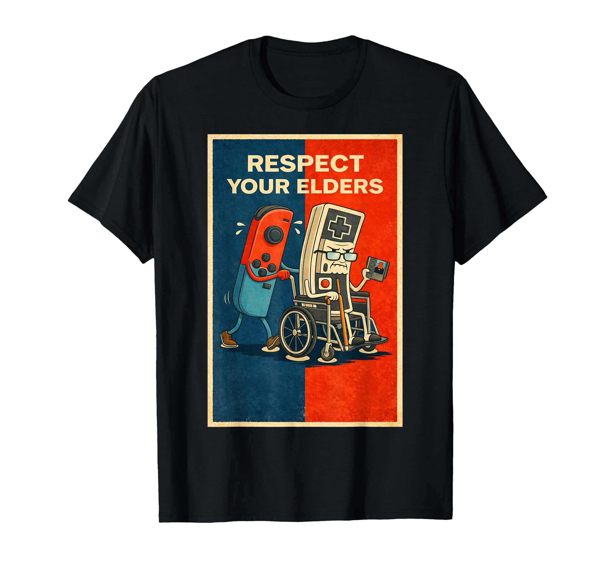 Respect Your Elders Funny Gamer 80S T-Shirt - Custom Art Print for Adults - T-Shirt, Sweatshirt, Hoodie