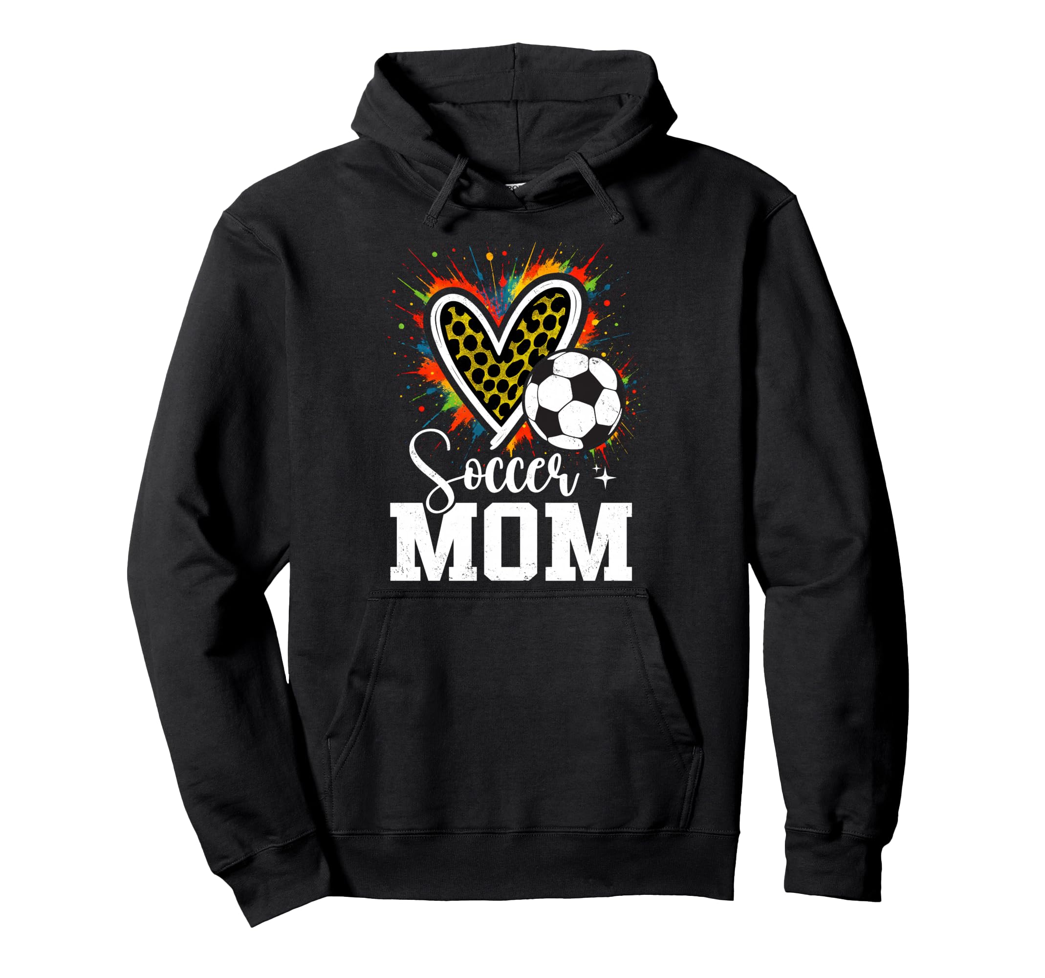 Soccer Mom Leopard Heart Colorful Hoodie - Custom Art Print for Adults - T-Shirt, Sweatshirt, Hoodie