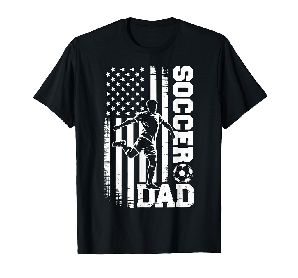Proud Soccer Dad American Flag T-Shirt - Minimalist Print Men Women - T-Shirt, Sweatshirt, Hoodie