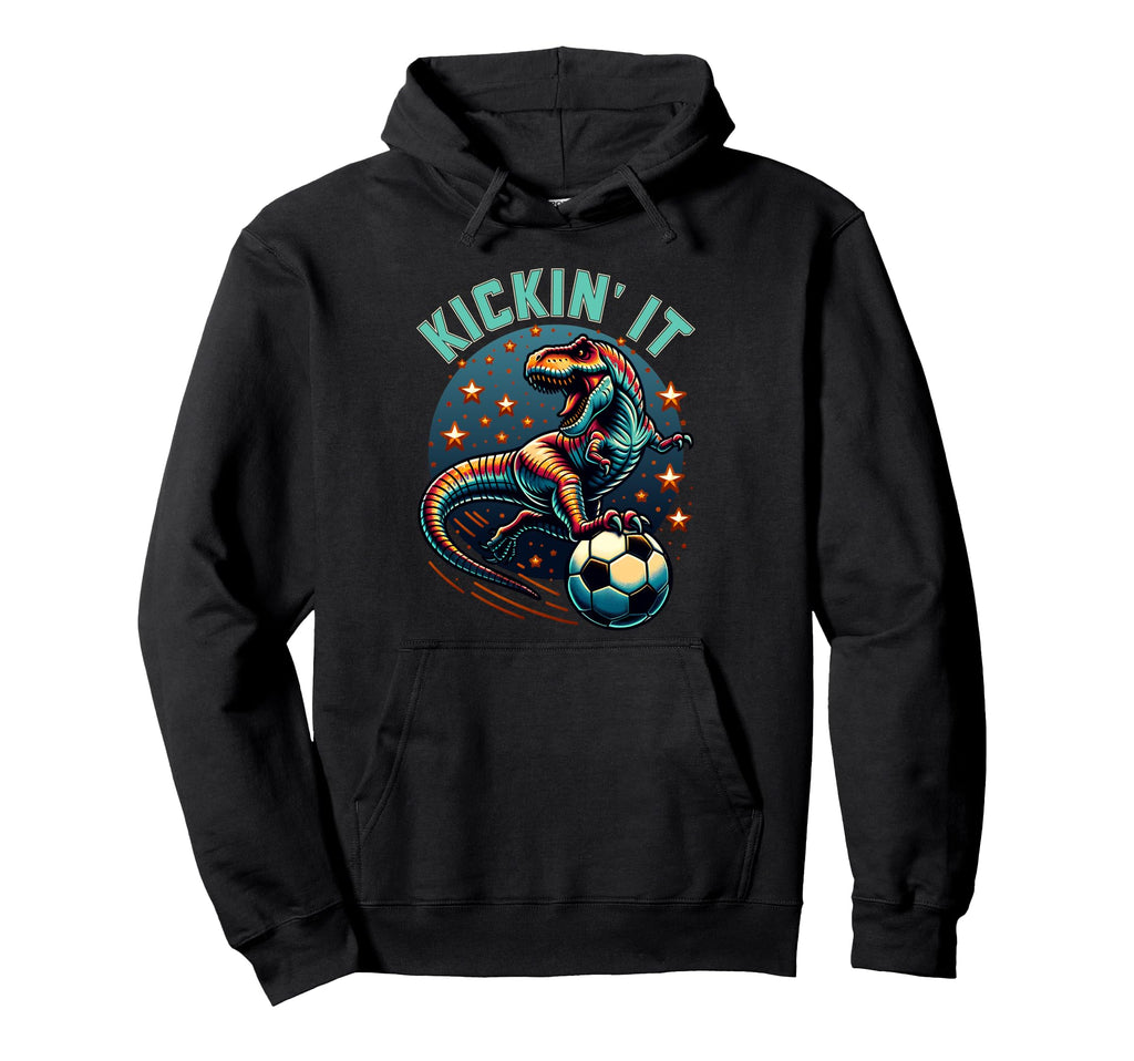 T Rex Dinosaur Soccer Player Ball Hoodie - Aesthetic Graphic for Adults - T-Shirt, Sweatshirt, Hoodie