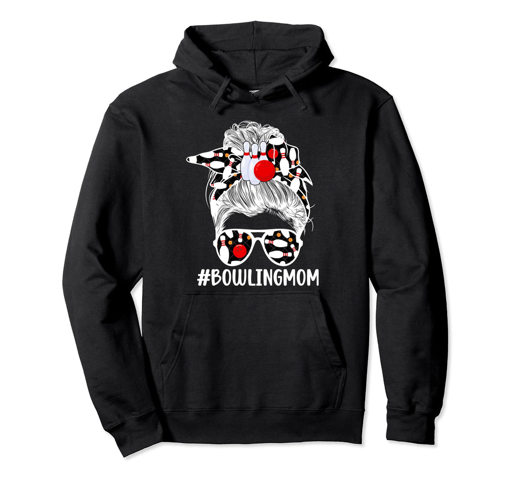 Bowling Mom Messy Bun Bowling Mother Hoodie - Aesthetic Graphic for Adults - T-Shirt, Sweatshirt, Hoodie
