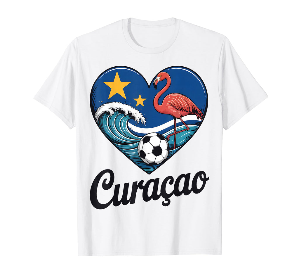 Cura Ao Soccer Heart Caribbean T-Shirt - Aesthetic Graphic for Adults - T-Shirt, Sweatshirt, Hoodie