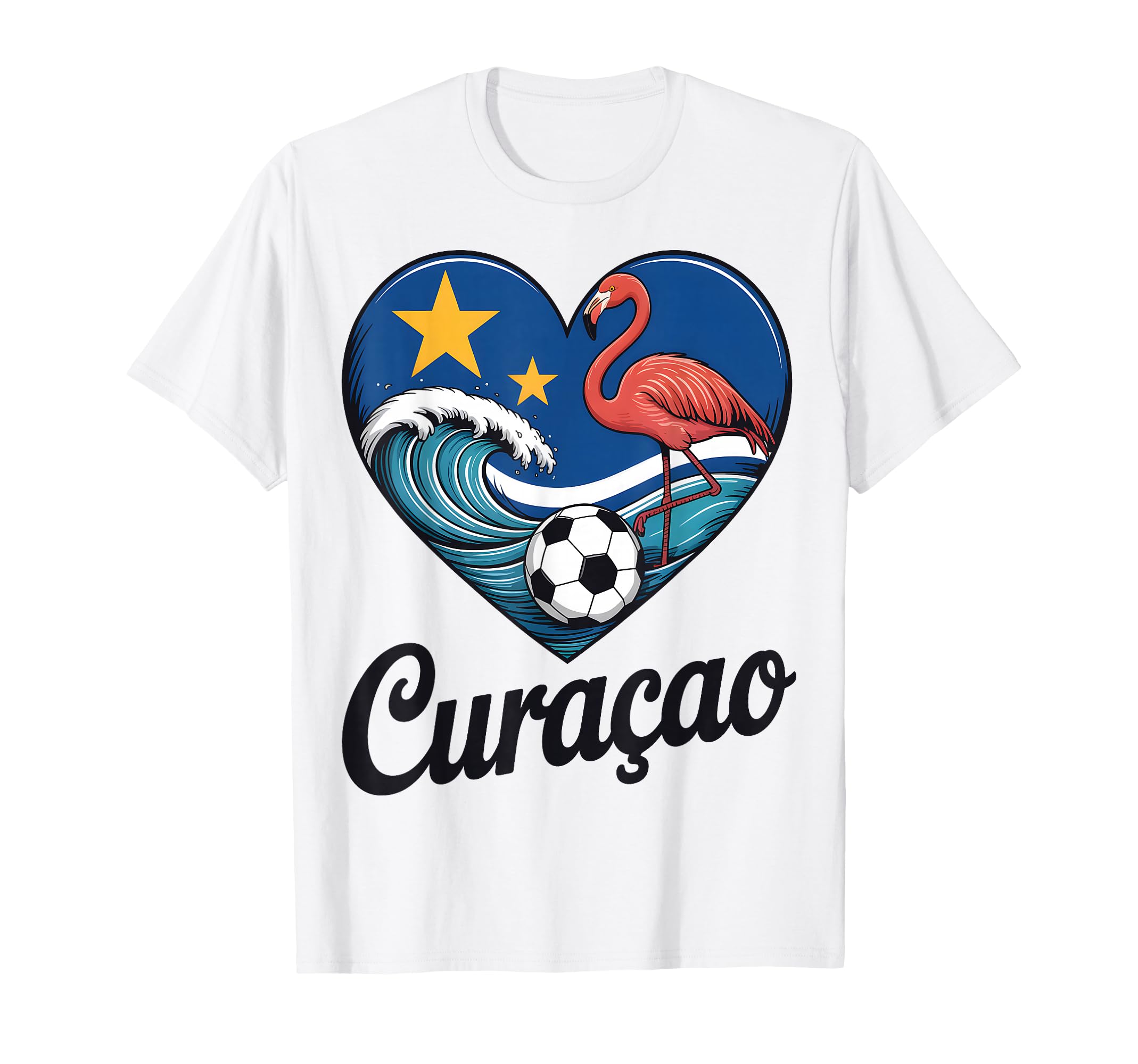 Cura Ao Soccer Heart Caribbean T-Shirt - Aesthetic Graphic for Adults - T-Shirt, Sweatshirt, Hoodie