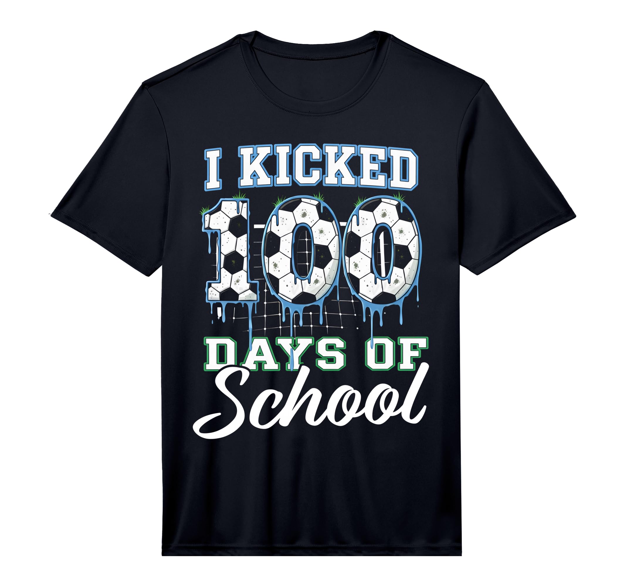 I Kicked 100 Days School Soccer Ice T-Shirt - Trendy Graphic for Adults - T-Shirt, Sweatshirt, Hoodie