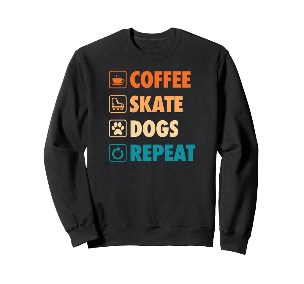 Coffee Skate Dogs Repeat Roller Sweatshirt - Custom Art Print Unisex - T-Shirt, Sweatshirt, Hoodie