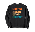 Coffee Skate Dogs Repeat Roller Sweatshirt - Custom Art Print Unisex - T-Shirt, Sweatshirt, Hoodie