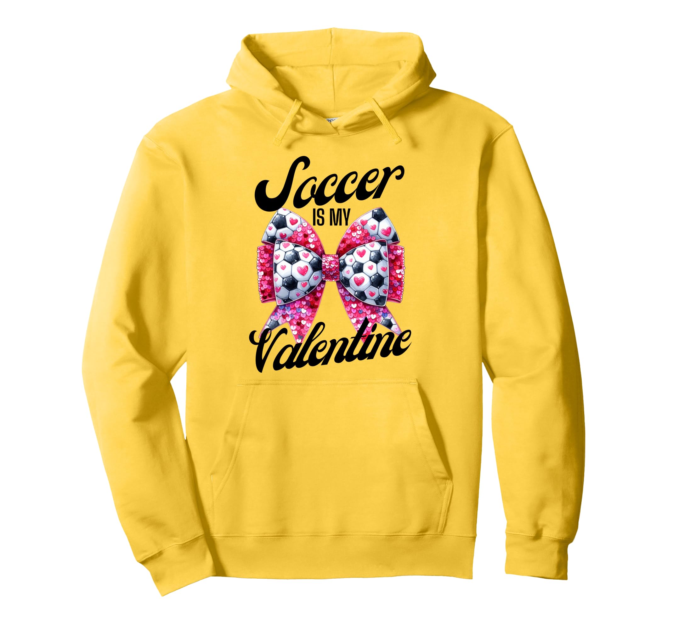 Soccer Is My Valentine Coquette Bow Hoodie - Custom Art Print Unisex - T-Shirt, Sweatshirt, Hoodie