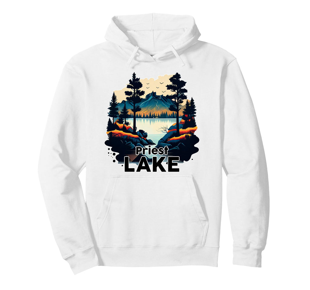 Priest Lake Minimalist Lake Priest Hoodie - Trendy Graphic Unisex - T-Shirt, Sweatshirt, Hoodie