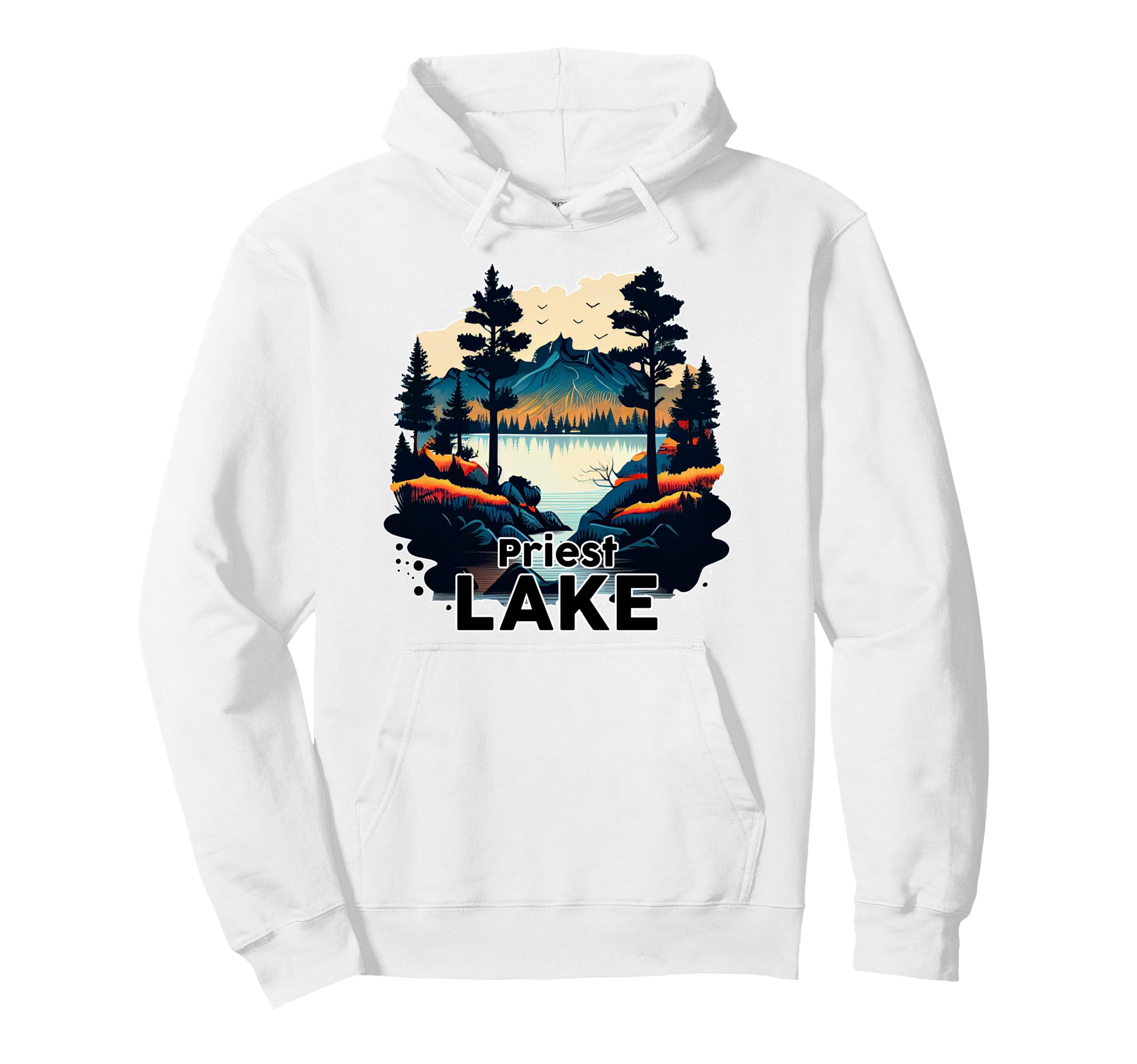 Priest Lake Minimalist Lake Priest Hoodie - Trendy Graphic Unisex - T-Shirt, Sweatshirt, Hoodie