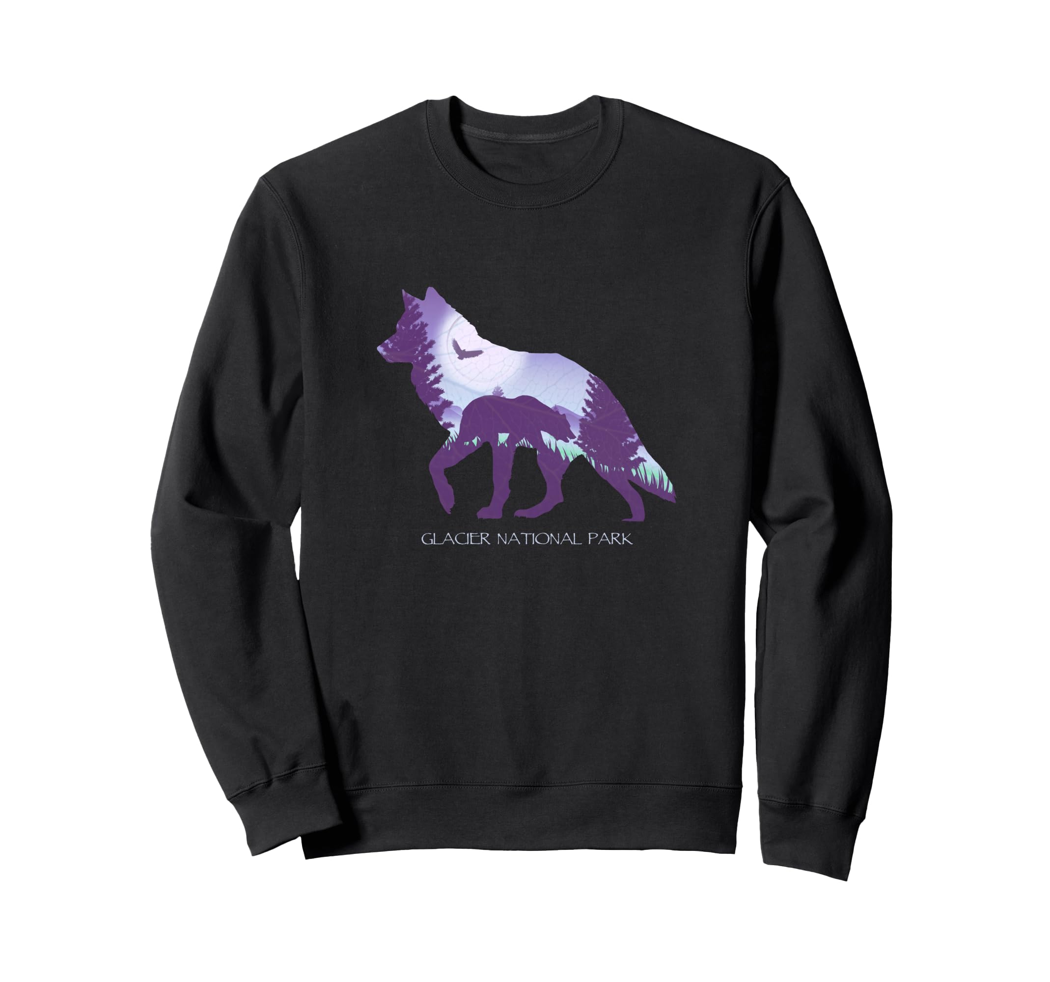 Glacier National Park Wolf Sweatshirt - Custom Art Print Men Women - T-Shirt, Sweatshirt, Hoodie