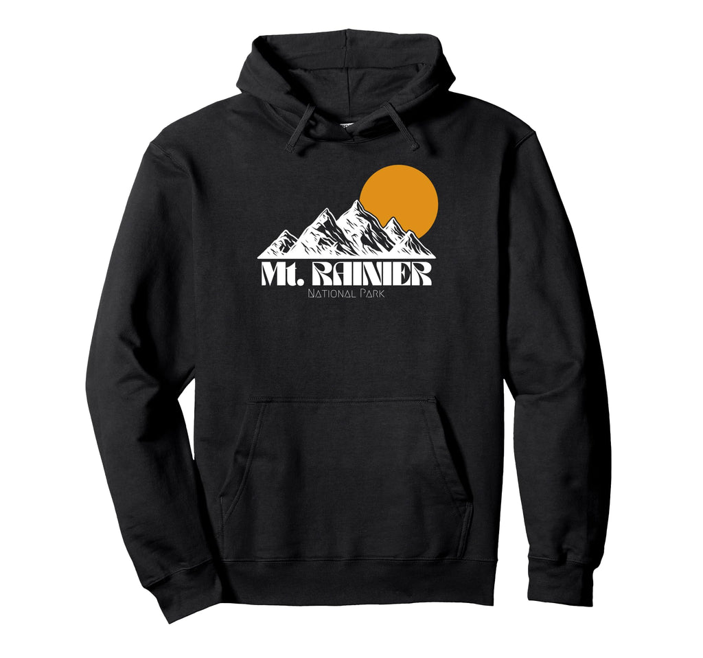 Mount Rainier Mountains Sun 80S Hoodie - Aesthetic Graphic Men Women - T-Shirt, Sweatshirt, Hoodie