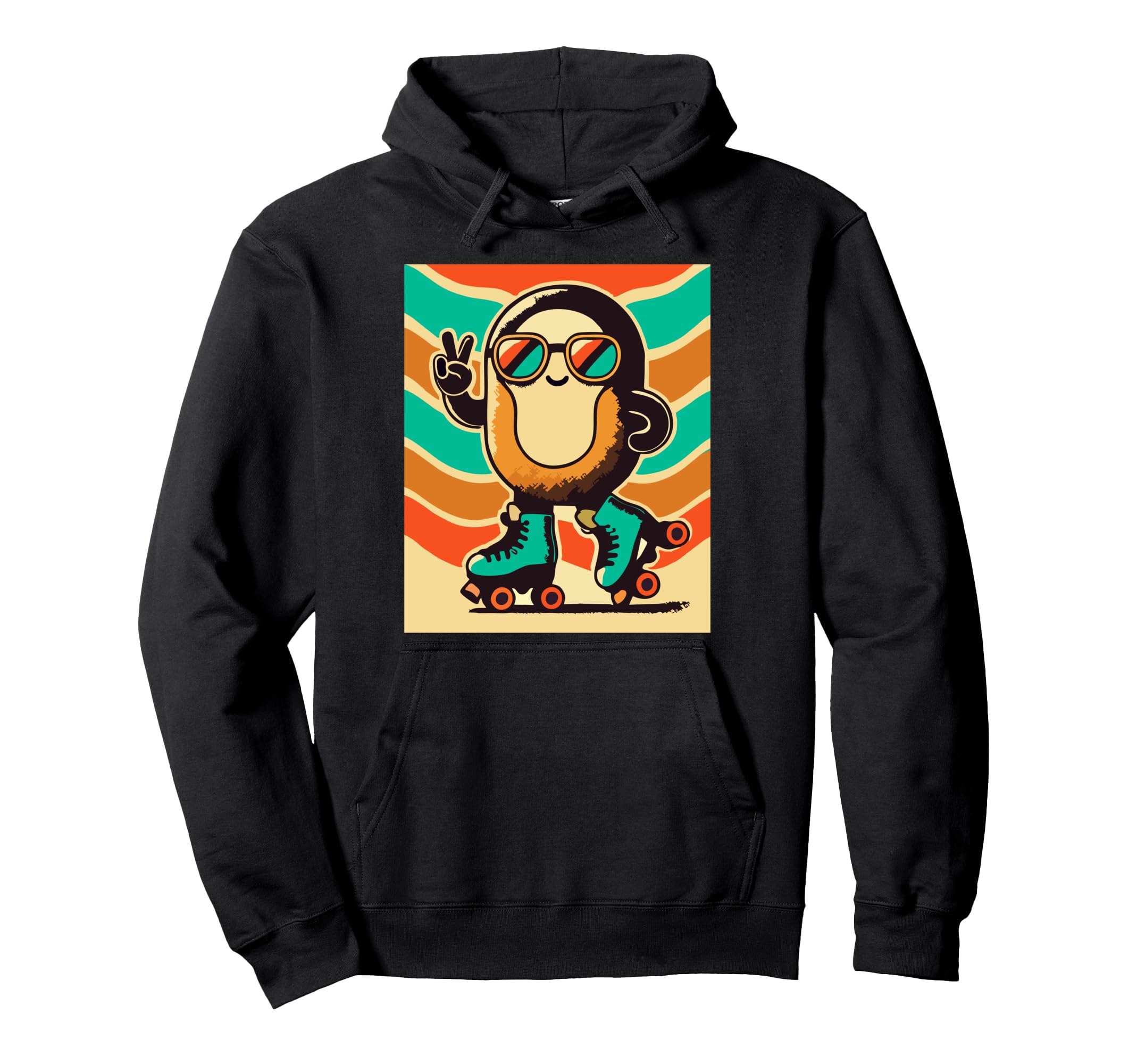 Anthropomorphic Musubi 70S Groovy Hoodie - Aesthetic Graphic for Adults - T-Shirt, Sweatshirt, Hoodie