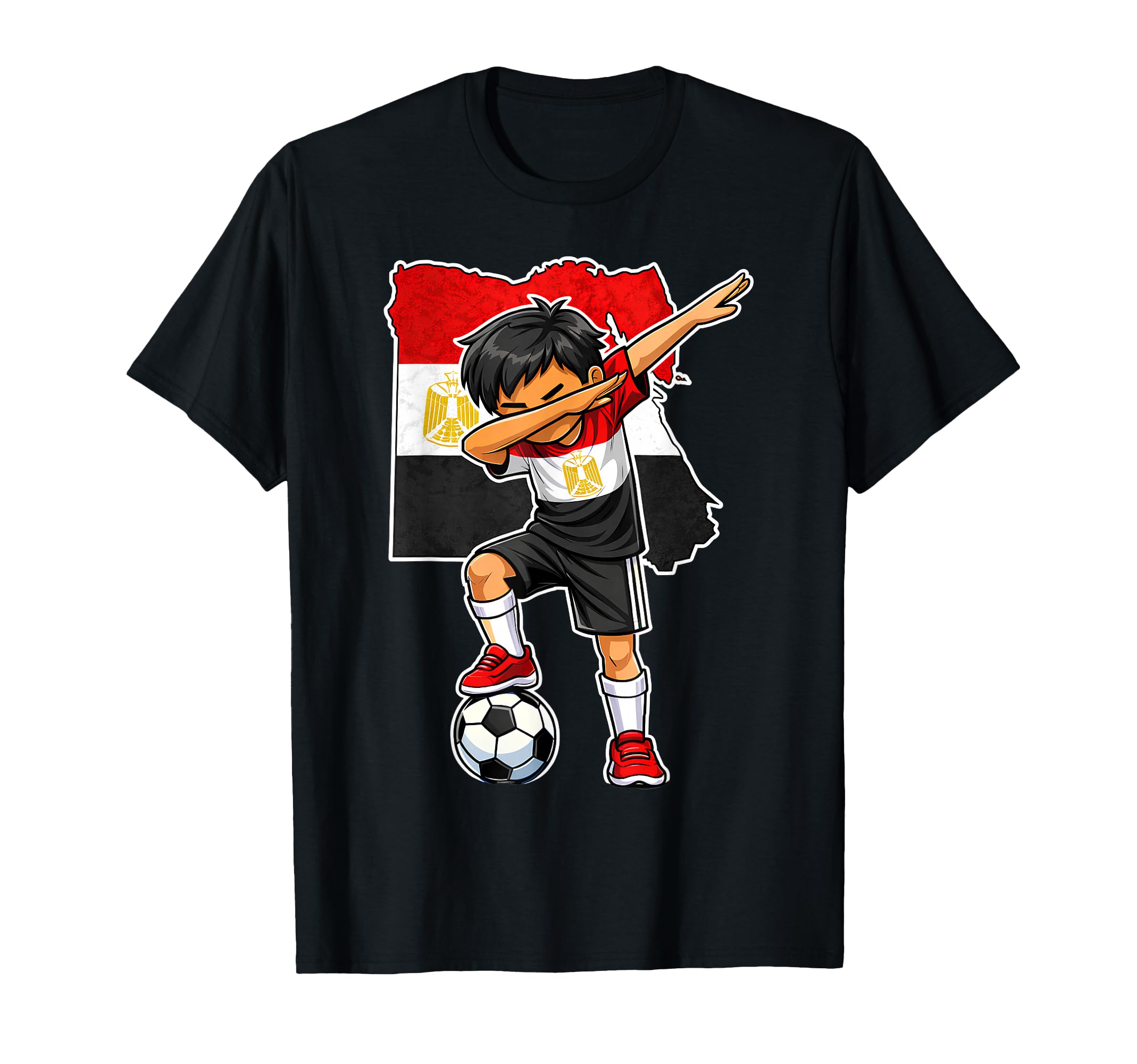 Dabbing Egypt Soccer Map Flag T-Shirt - Novelty Apparel for Adults - T-Shirt, Sweatshirt, Hoodie