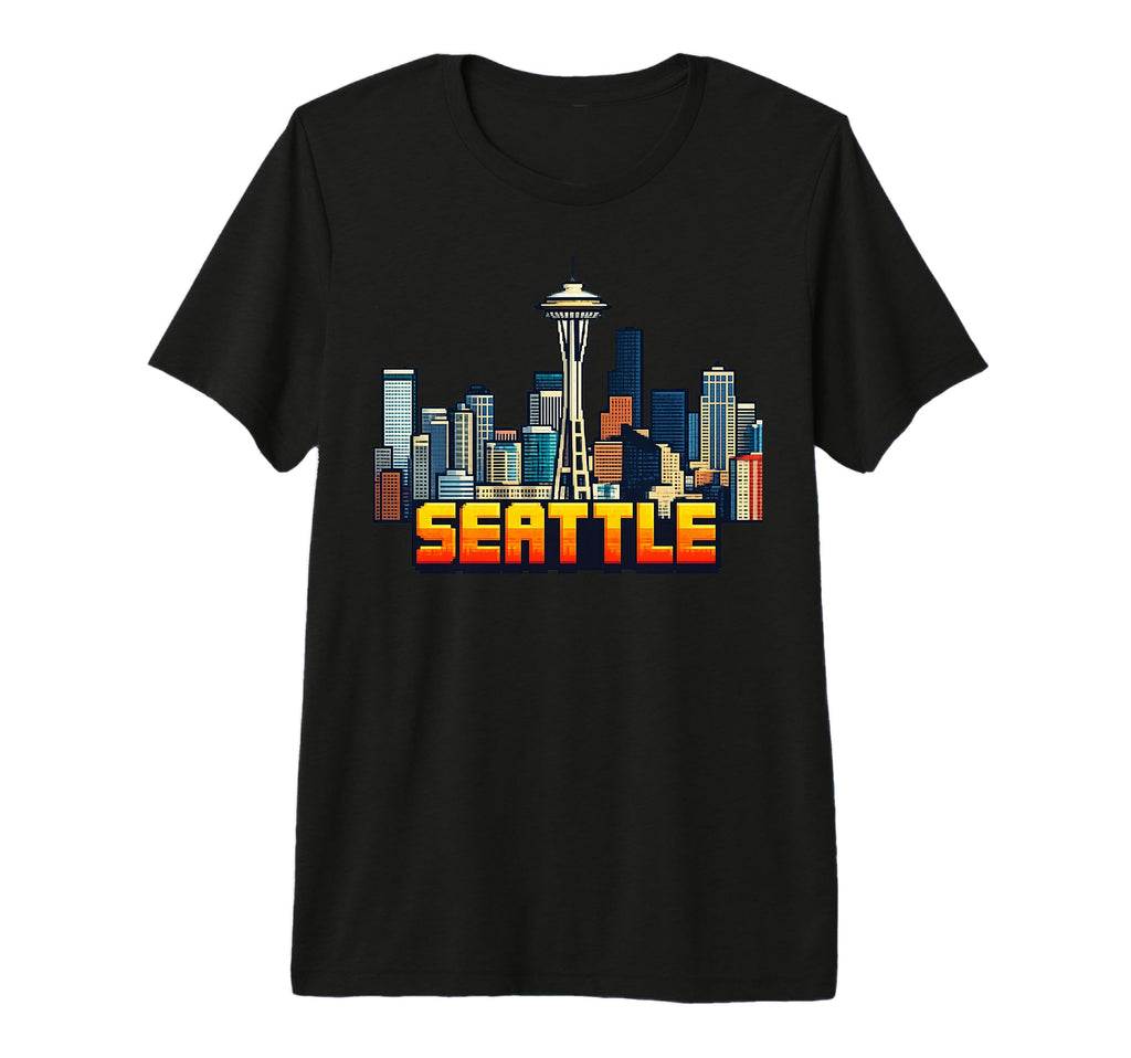 Seattle 8 Bit Video Arcade Gamer T-Shirt - Trendy Graphic for Adults - T-Shirt, Sweatshirt, Hoodie