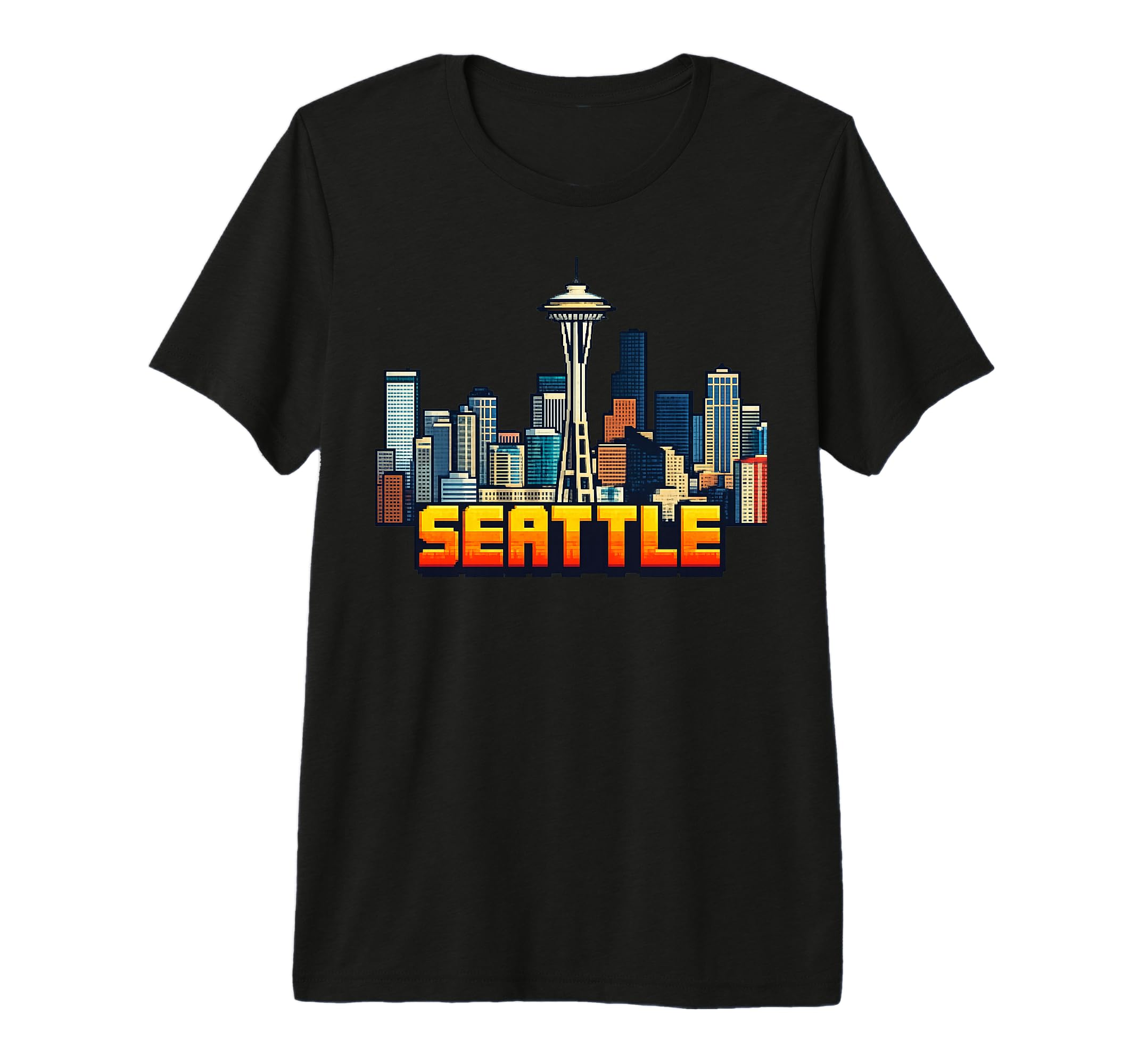 Seattle 8 Bit Video Arcade Gamer T-Shirt - Trendy Graphic for Adults - T-Shirt, Sweatshirt, Hoodie
