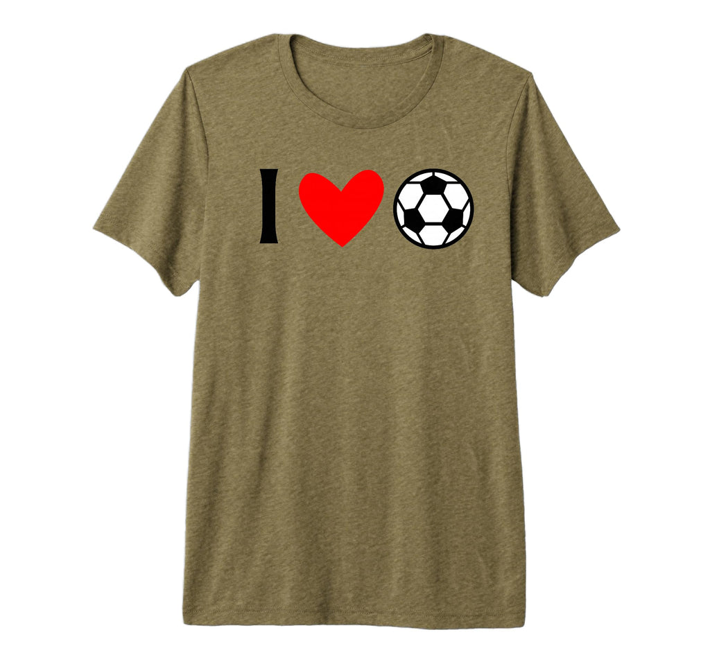 I Love Soccer Futbol Tri Blend T-Shirt - Fun Novelty Design Men Women - T-Shirt, Sweatshirt, Hoodie