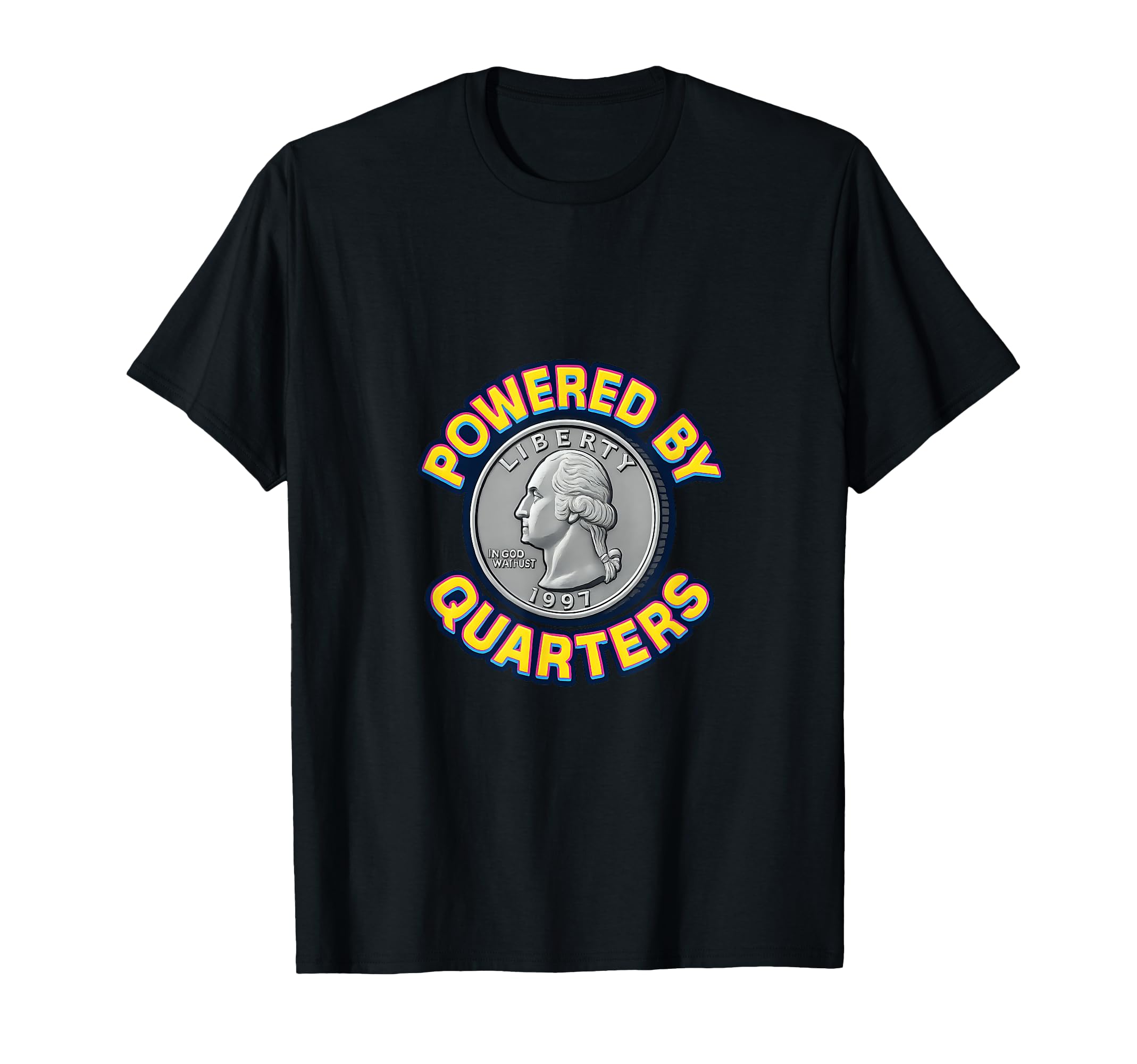 Powered Quarters Arcade Coinop Game T-Shirt - Trendy Graphic for Adults - T-Shirt, Sweatshirt, Hoodie