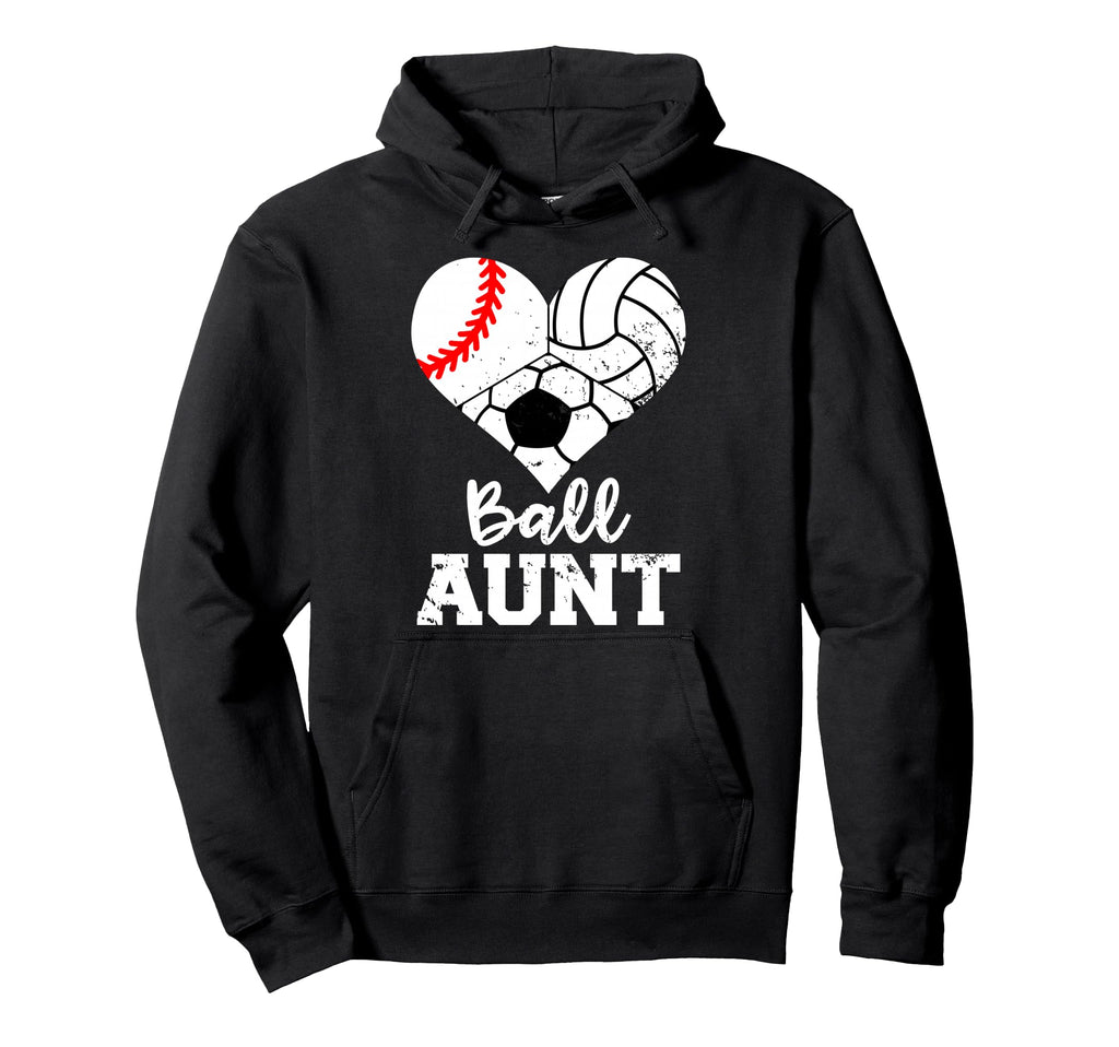 Ball Aunt Heart Baseball Volleyball Hoodie - Graphic Print Men Women - T-Shirt, Sweatshirt, Hoodie