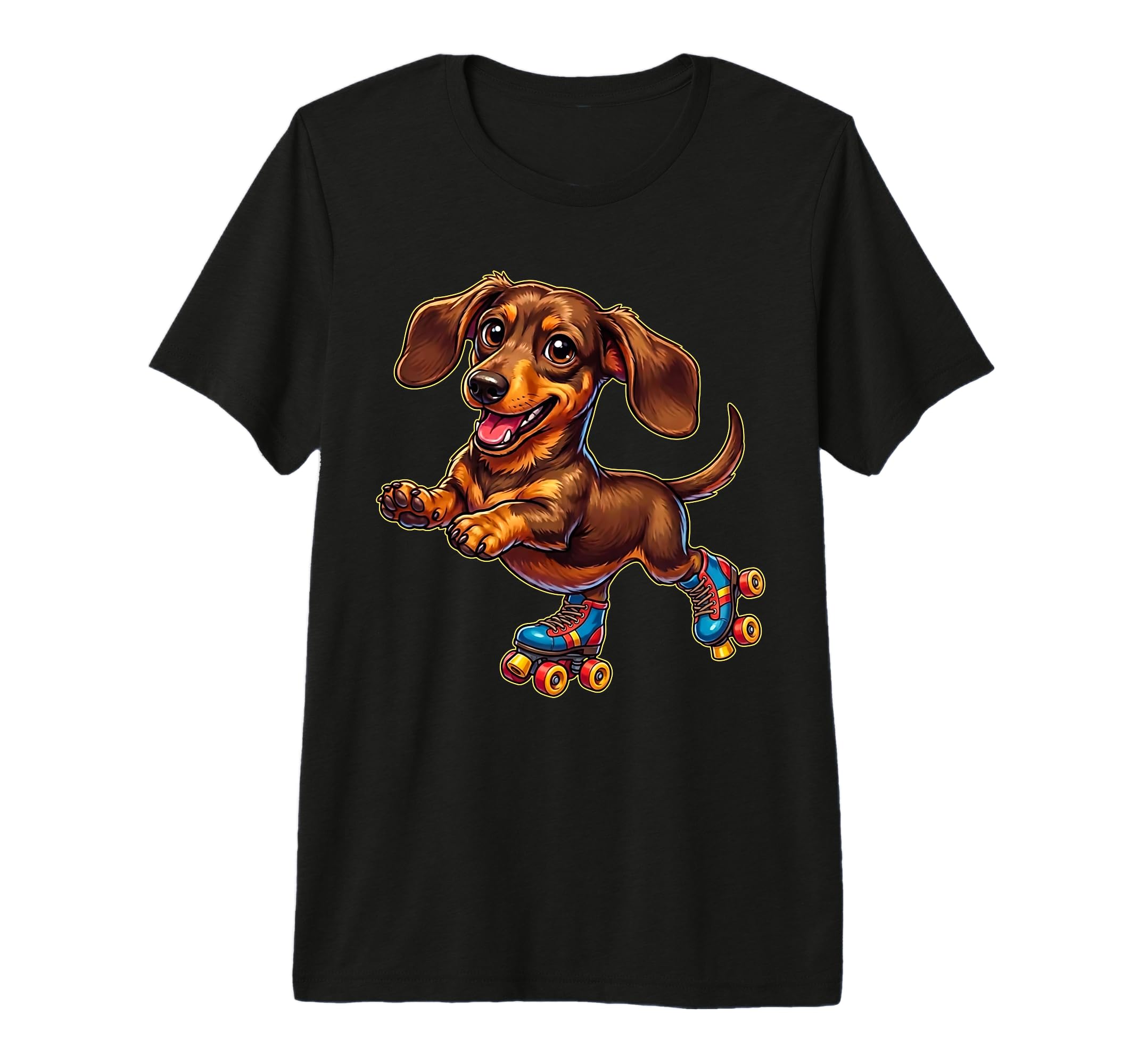 Funny Dachshund Roller Skates Wiener T-Shirt - Trendy Graphic for Adults - T-Shirt, Sweatshirt, Hoodie