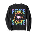 Peace Love Skate Roller Skating Sweatshirt - Trendy Graphic for Adults - T-Shirt, Sweatshirt, Hoodie