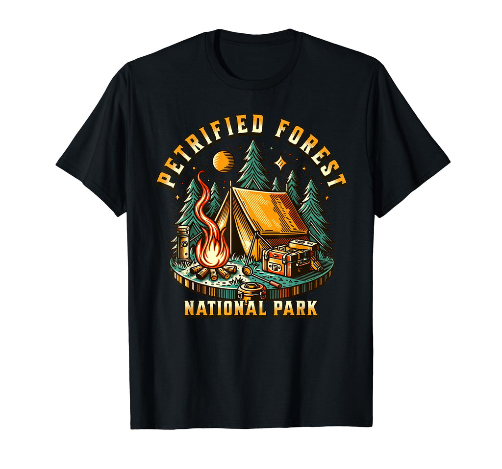 Camping Forest Campfire Petrified T-Shirt - Minimalist Print Men Women - T-Shirt, Sweatshirt, Hoodie