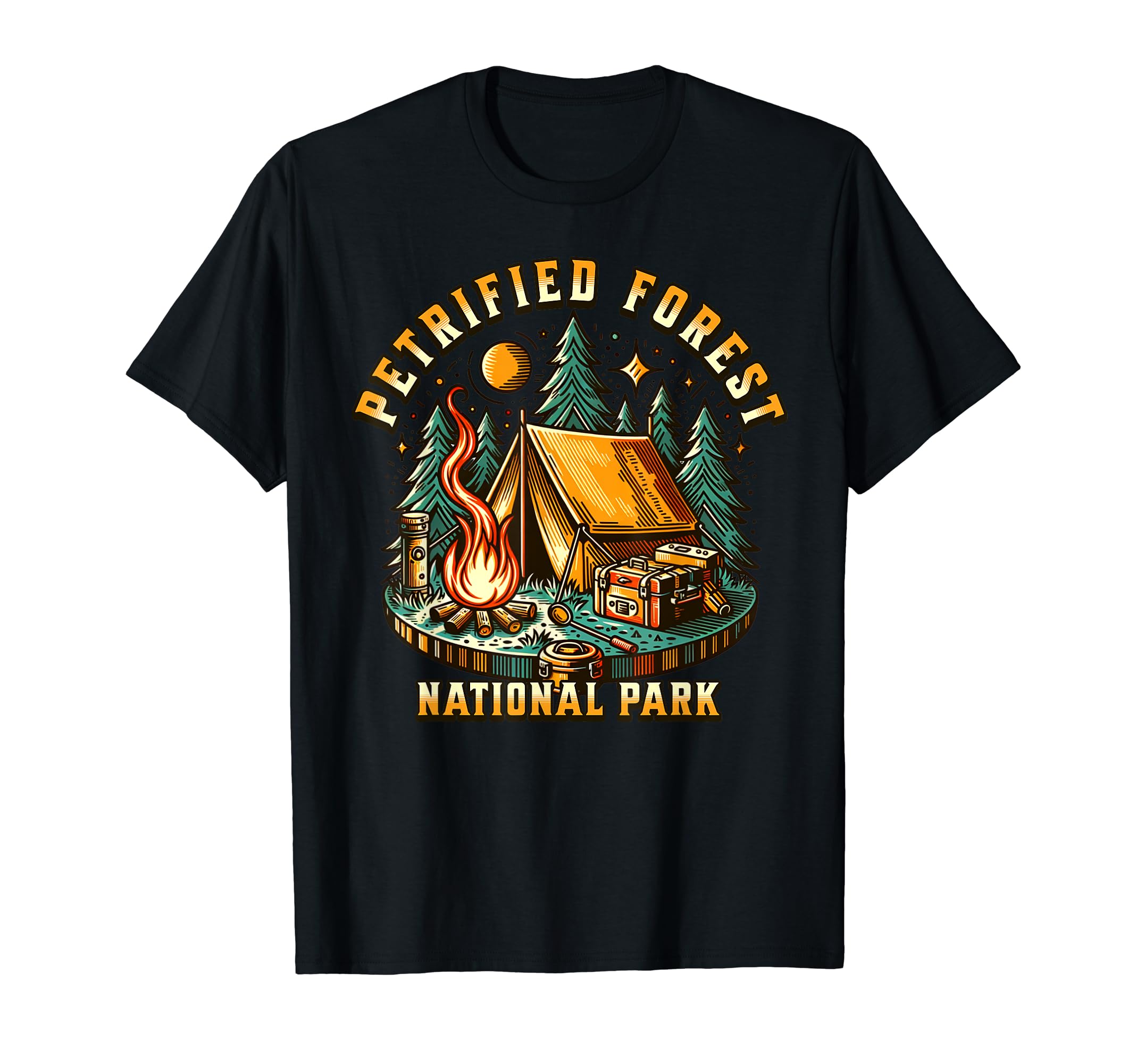 Camping Forest Campfire Petrified T-Shirt - Minimalist Print Men Women - T-Shirt, Sweatshirt, Hoodie