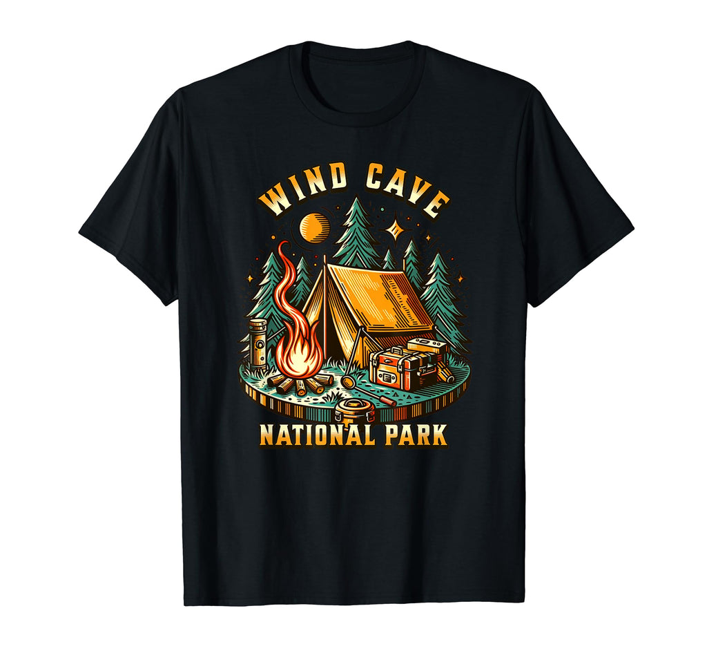 Camping Forest Tent Campfire Wind T-Shirt - Minimalist Print for Adults - T-Shirt, Sweatshirt, Hoodie