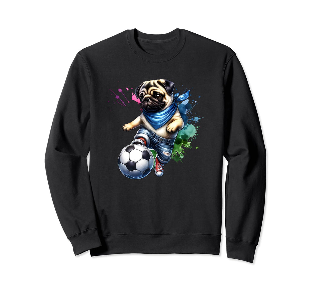 Pug Dog Soccer Ball Champion Fan Sweatshirt - Unique Graphic for Adults - T-Shirt, Sweatshirt, Hoodie