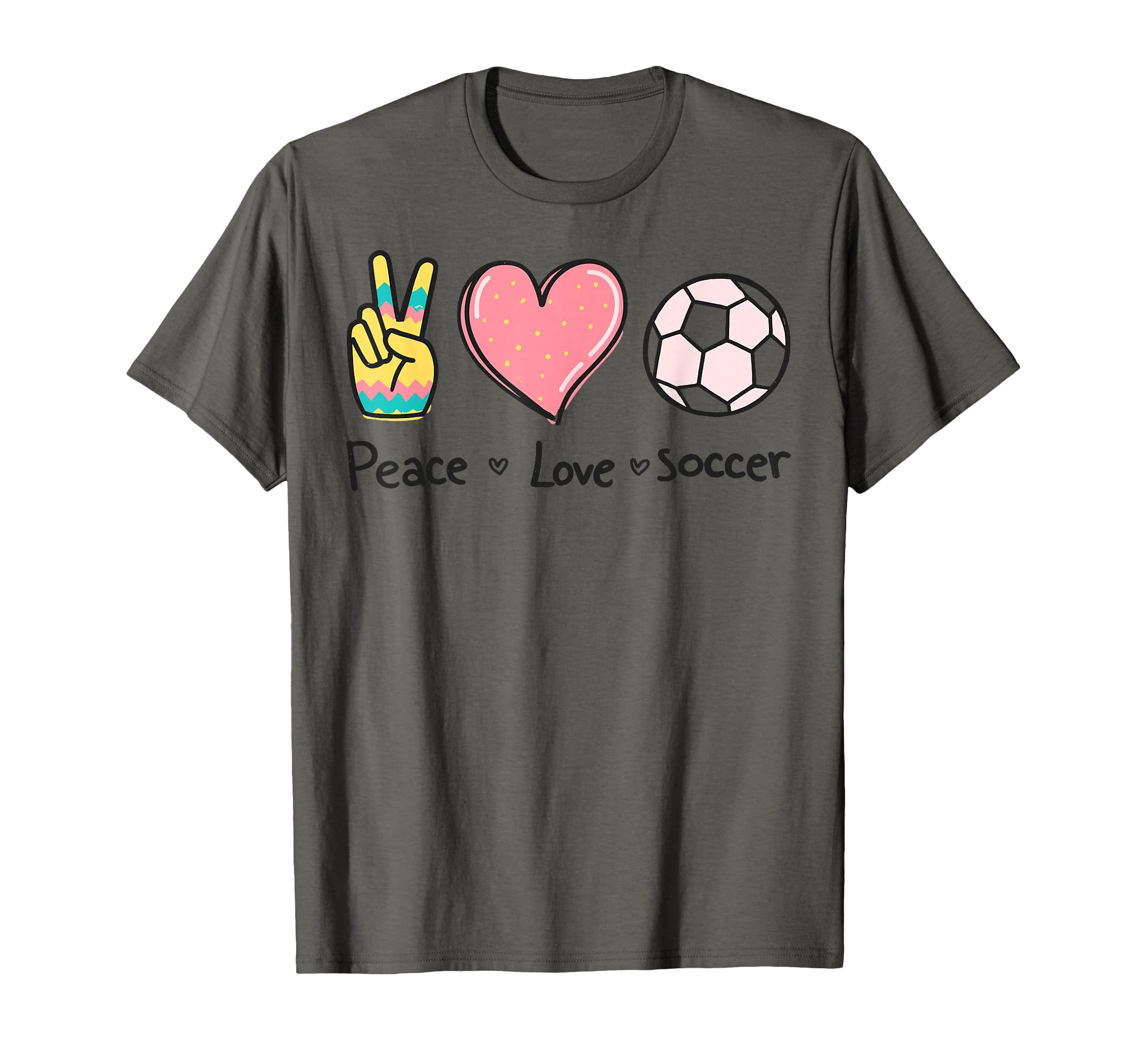 Peace Love Soccer Football Soccer T-Shirt - Trendy Graphic Men Women - T-Shirt, Sweatshirt, Hoodie