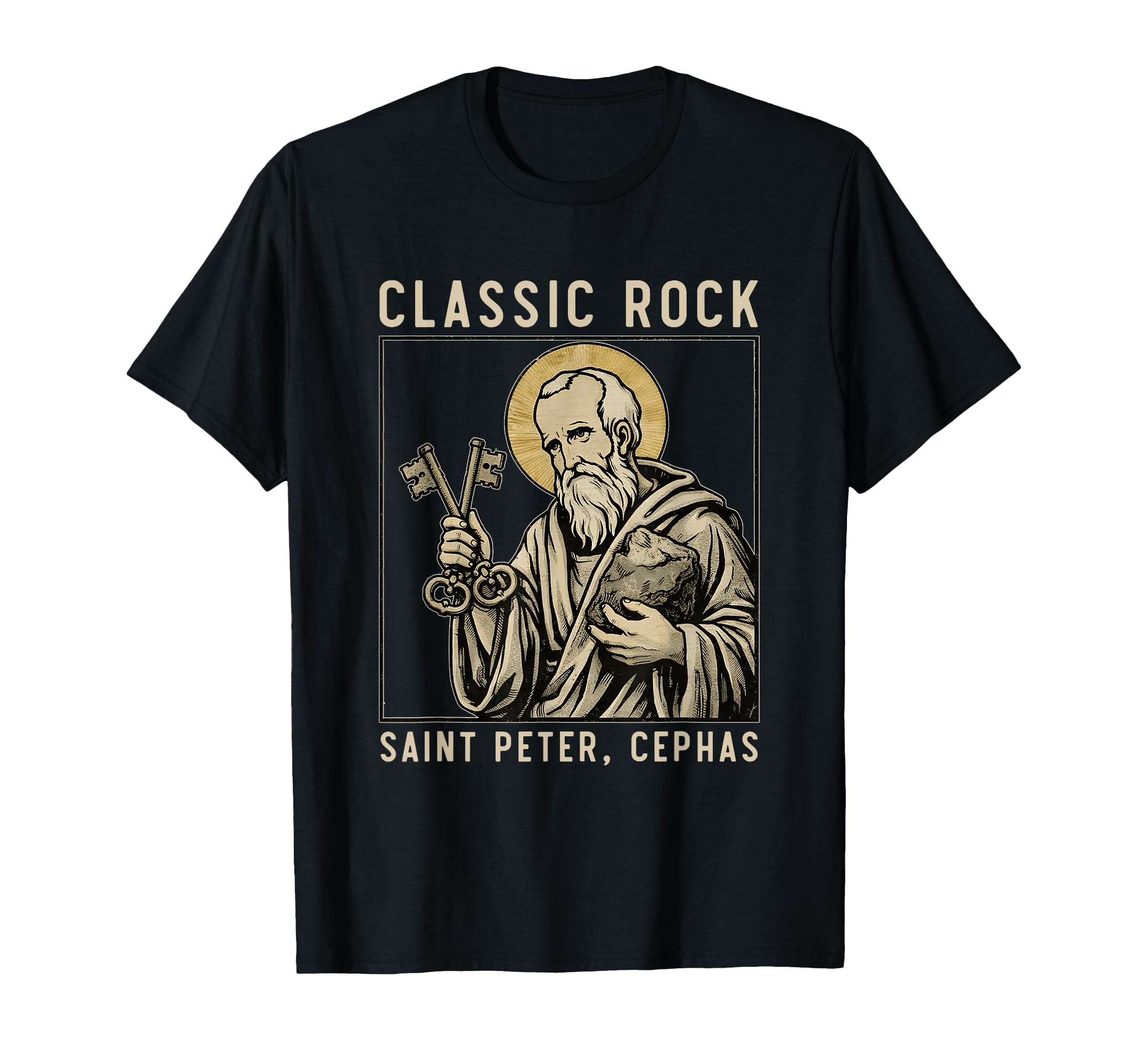 Saint Peter Rock Catholic Vibe T-Shirt - Custom Art Print for Adults - T-Shirt, Sweatshirt, Hoodie