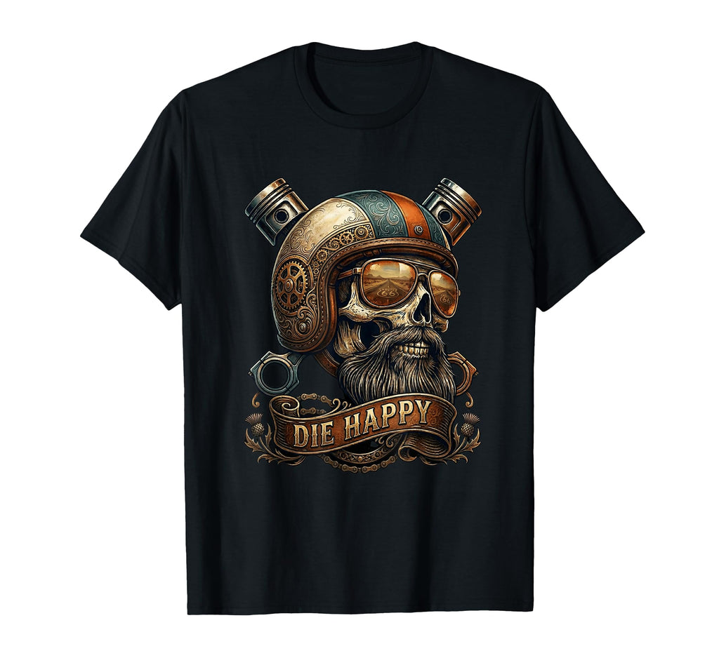 Biker Skull Motorcycle Helmet Route T-Shirt - Streetwear Style Men Women - T-Shirt, Sweatshirt, Hoodie