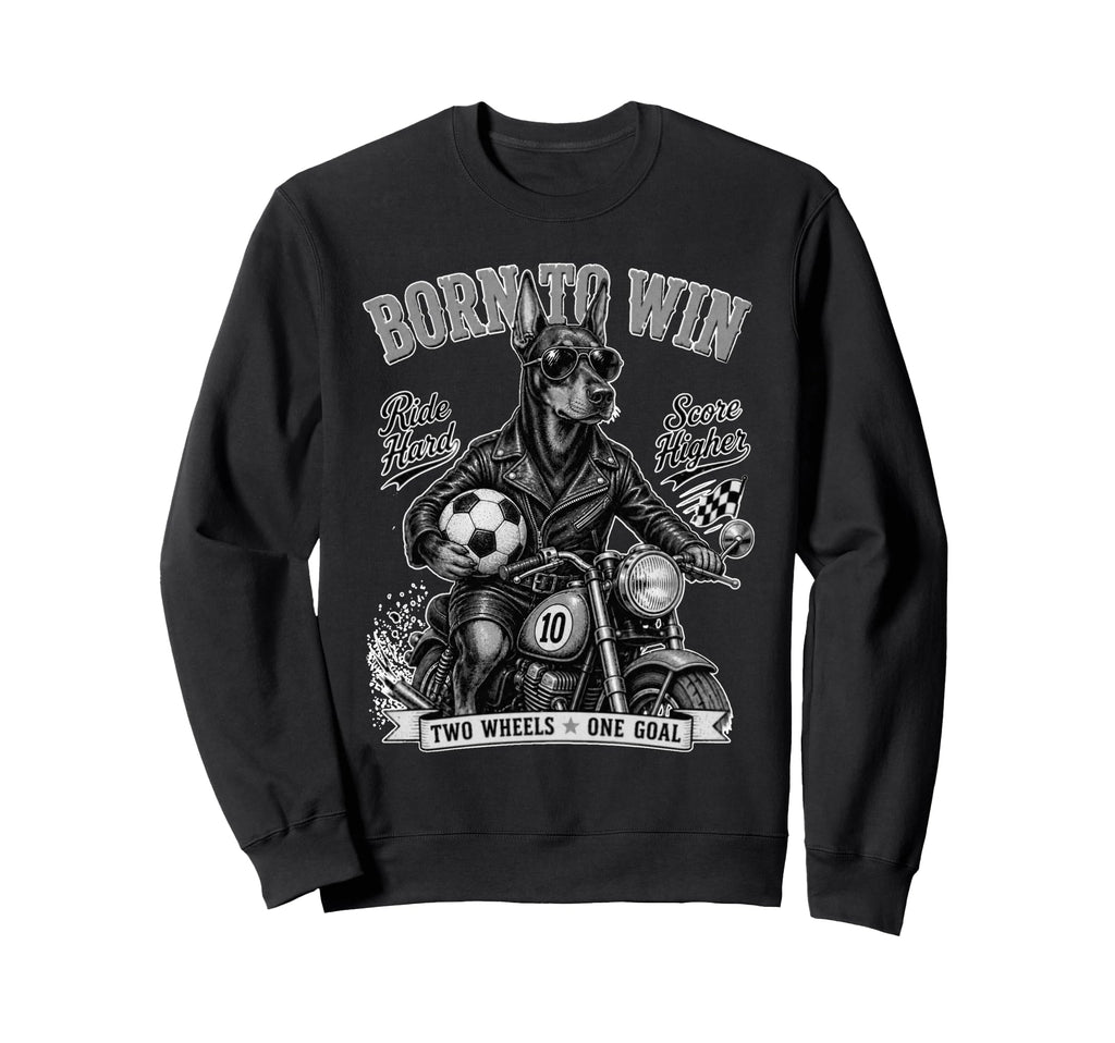 Doberman Pinscher Ride Motorbike Sweatshirt - Streetwear Style for Adults - T-Shirt, Sweatshirt, Hoodie