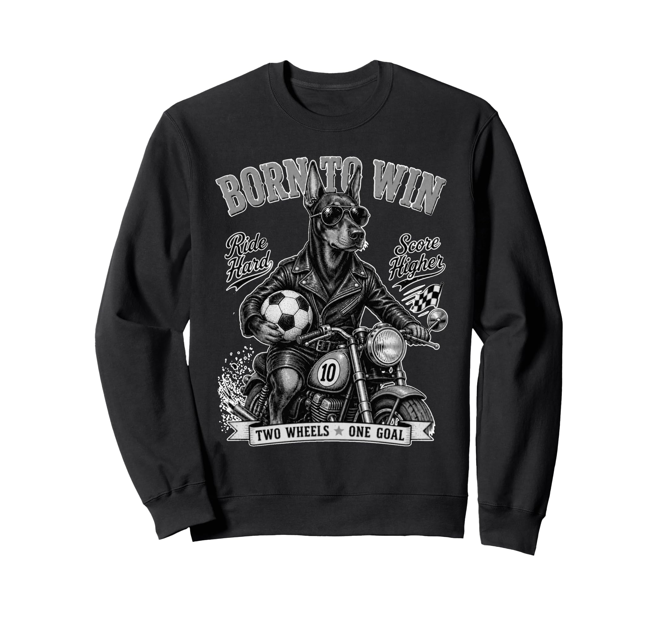 Doberman Pinscher Ride Motorbike Sweatshirt - Streetwear Style for Adults - T-Shirt, Sweatshirt, Hoodie