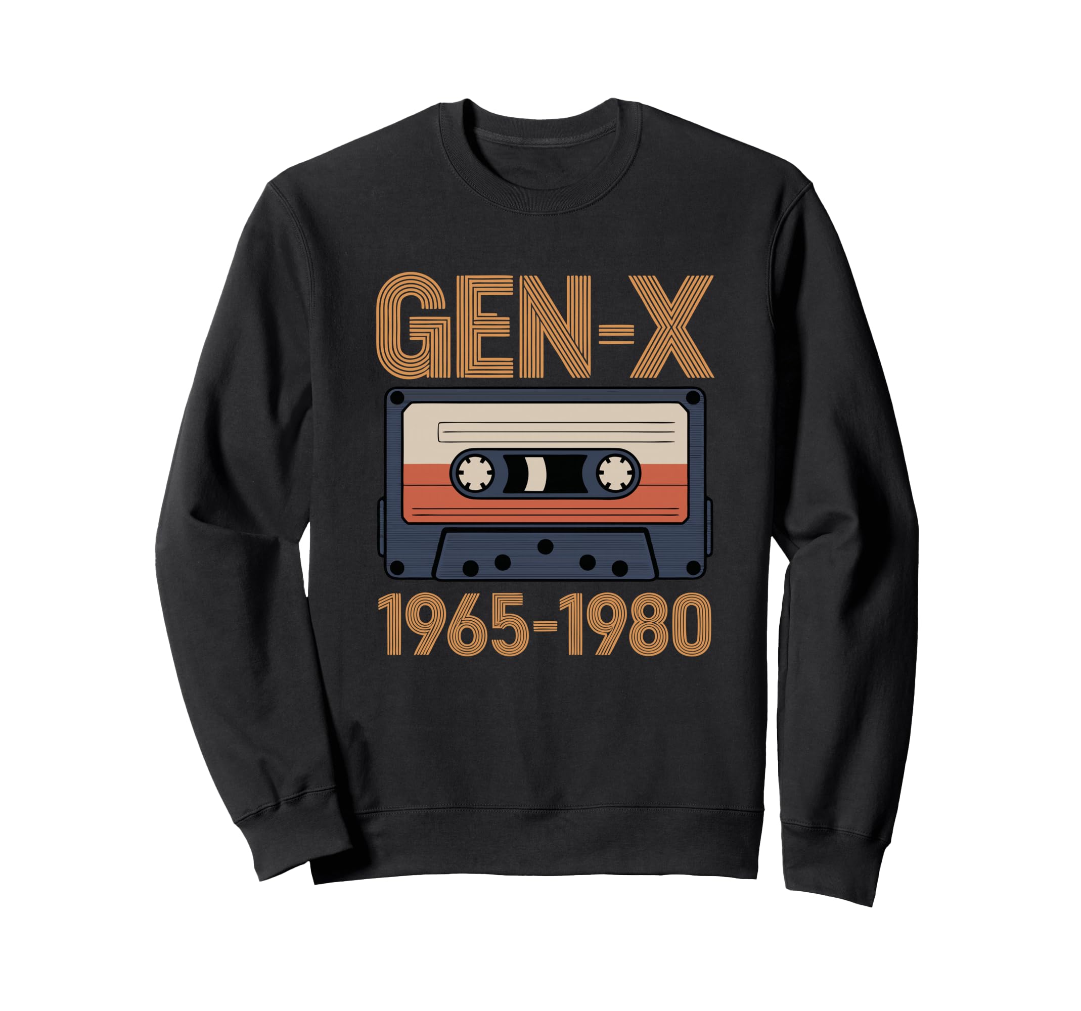 Gen X 1965 1980 Cassette Tape Sweatshirt - Aesthetic Graphic for Adults - T-Shirt, Sweatshirt, Hoodie